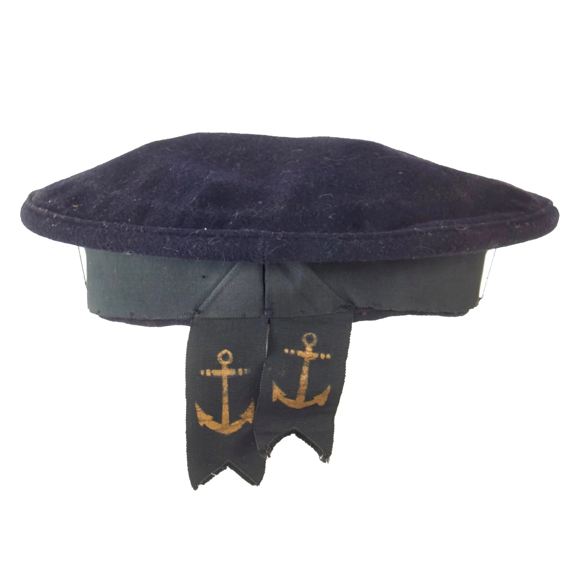 Original WWII Imperial Japanese Navy Air Force Sailor 'Donald Duck' Flat Cap With Painted Naval Aviation Air Force Squadron Talley — image 9