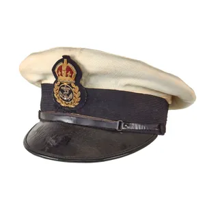 Original British WWII Navy Petty Officer's Summerweight White Topped Visor …