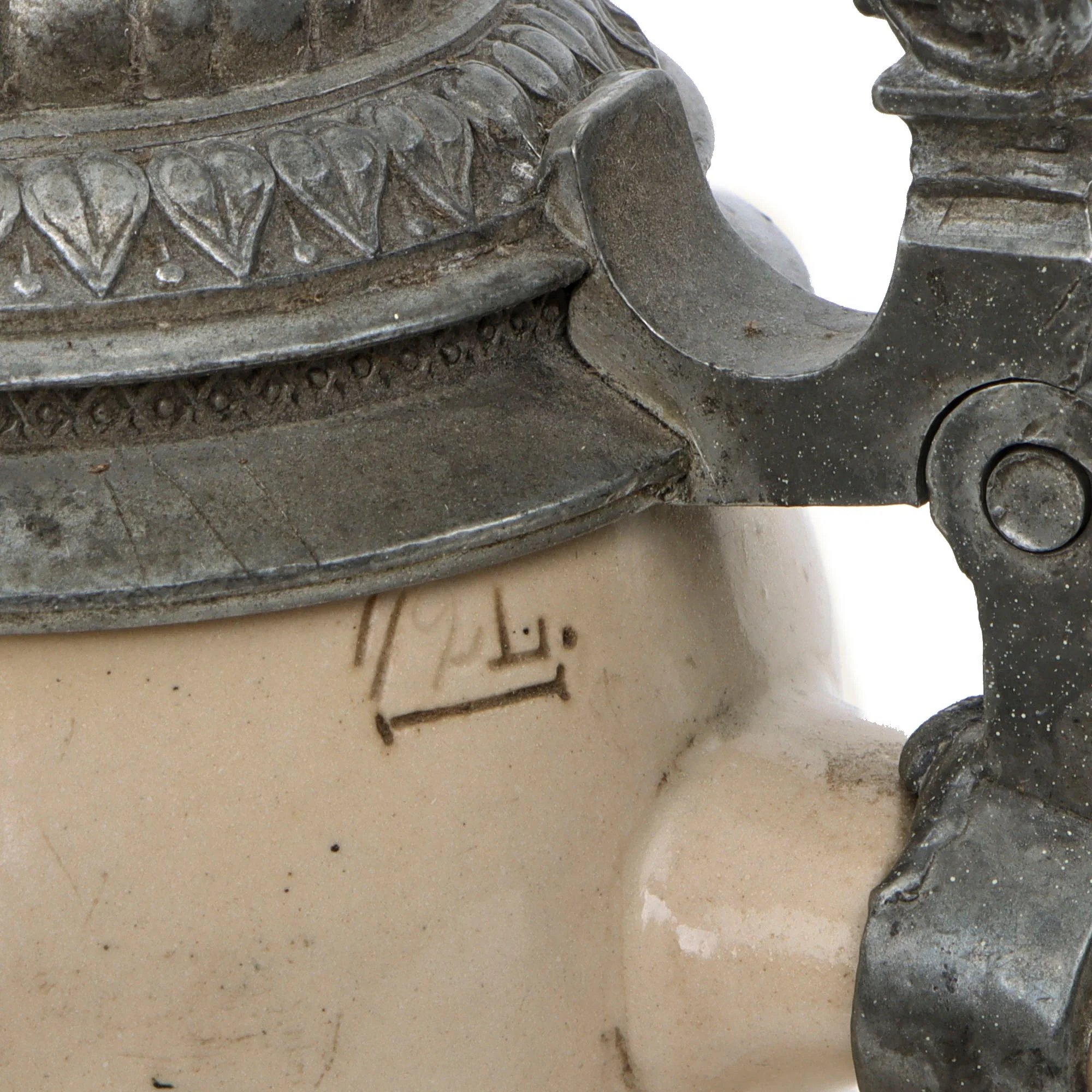 Original Imperial German Franco-Prussian War 1871 Lidded Beer Stein - 'Unity is Strength' - Damage to Lid — image 10