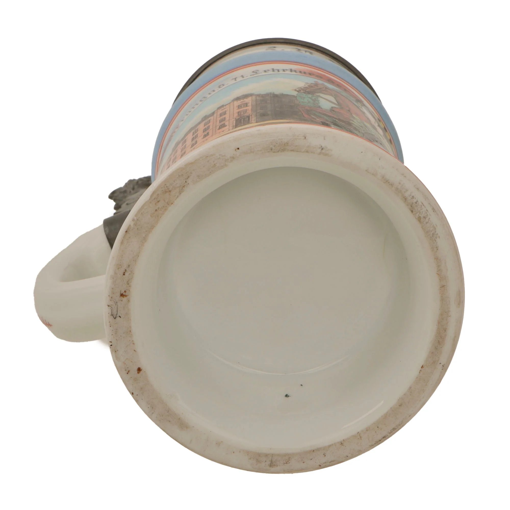 Original German Pre-WWII Veterinary Unit Beer Stein with Depiction of Munich Maid & Damaged Hinged Lid - Dated 1936 — image 8