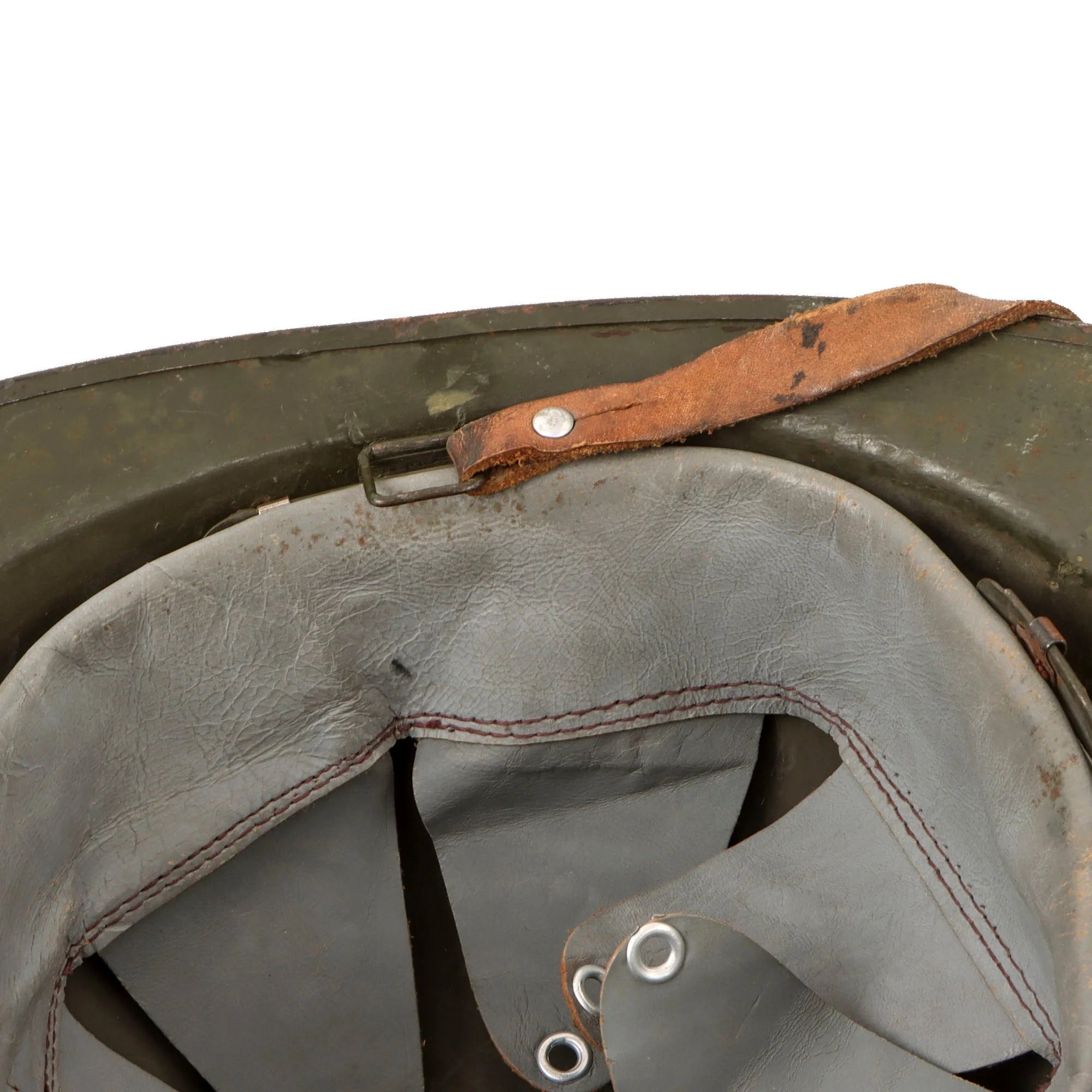 Original French WWII M1926 Adrian Helmet with Chinstrap & French Air Force Badge - Replacement Liner — image 12