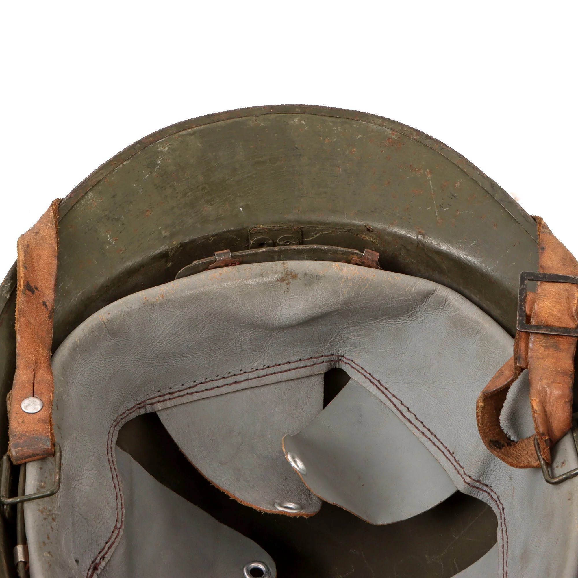 Original French WWII M1926 Adrian Helmet with Chinstrap & French Air Force Badge - Replacement Liner — image 13