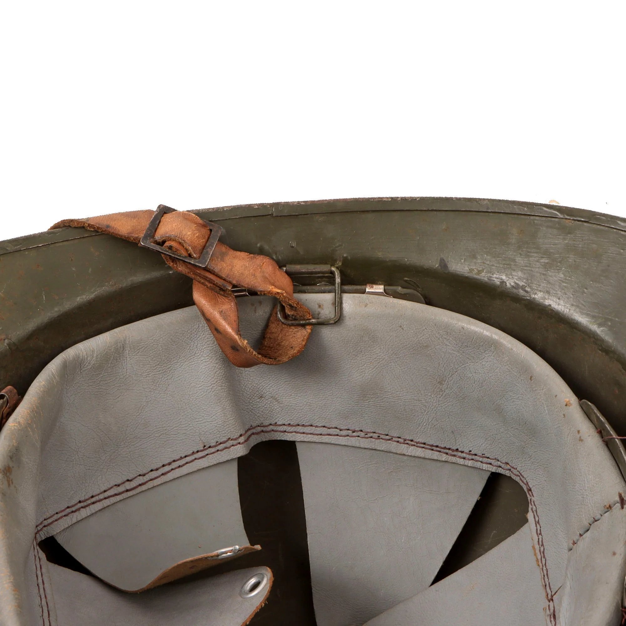 Original French WWII M1926 Adrian Helmet with Chinstrap & French Air Force Badge - Replacement Liner — image 14