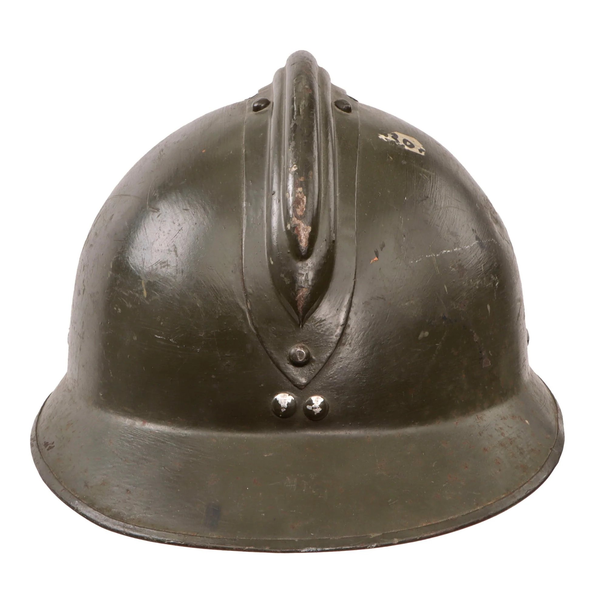 Original French WWII M1926 Adrian Helmet with Chinstrap & French Air Force Badge - Replacement Liner — image 6