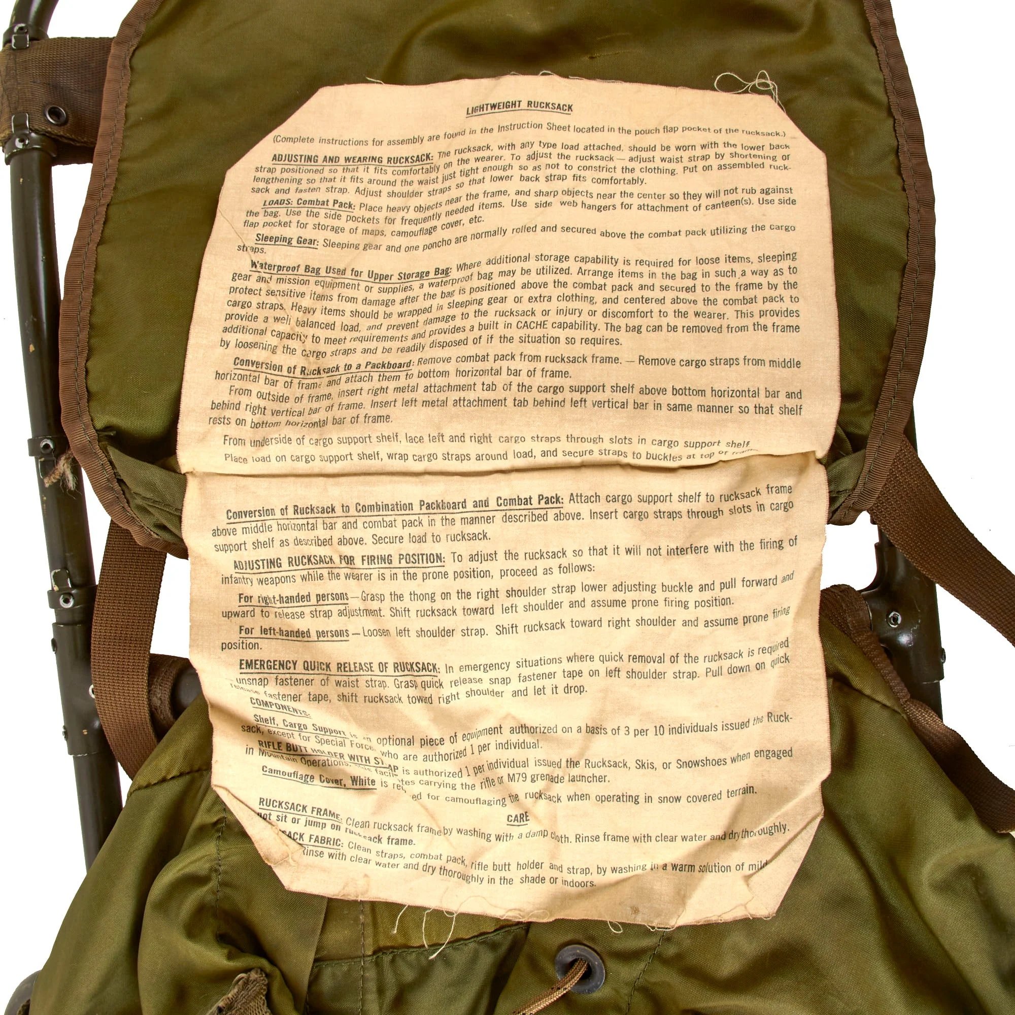 Original U.S. Vietnam War Early 1966 Model Lightweight Rucksack Frame - Dated 1968 - Complete — image 3