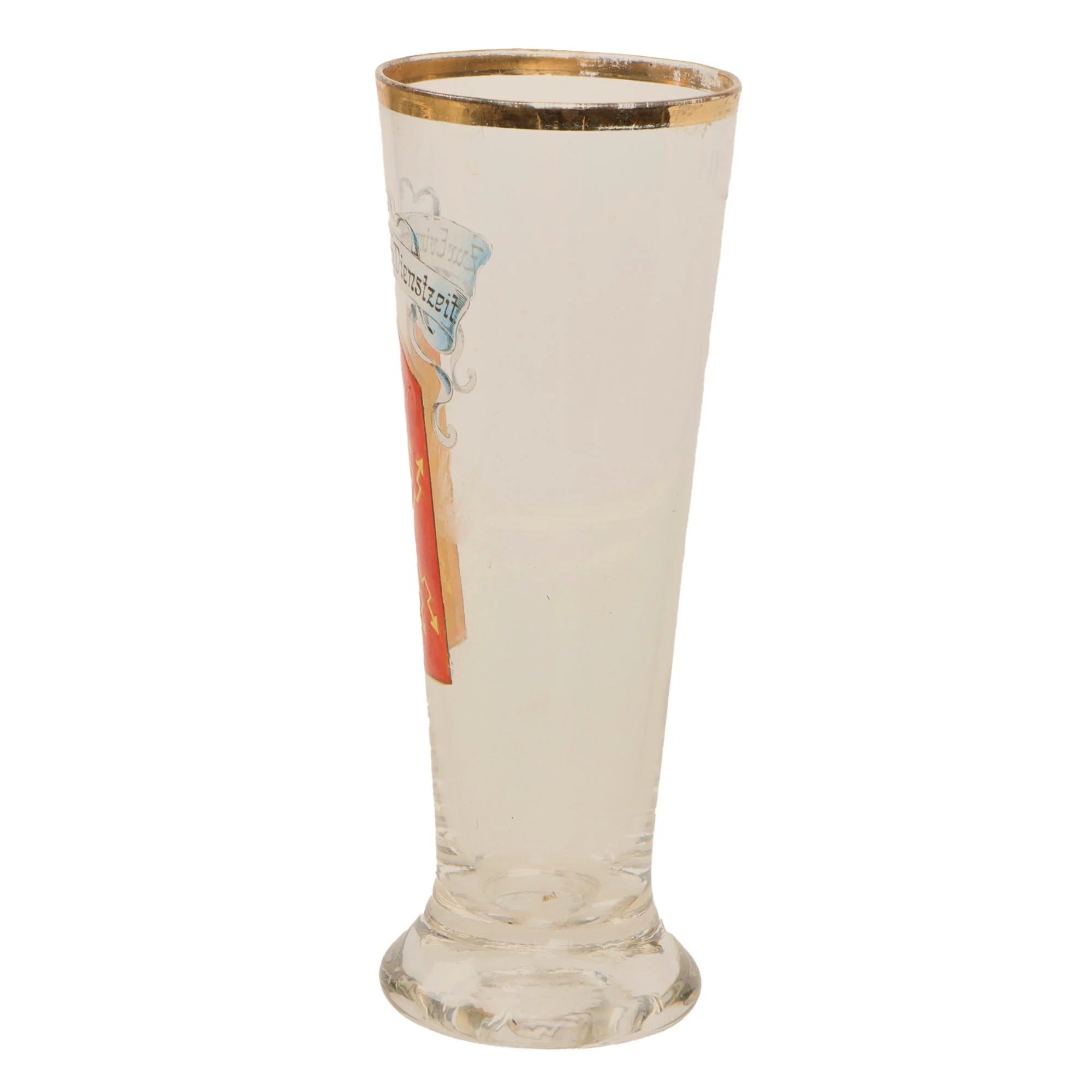 Original Imperial German WWI Signals Unit Pilsner Glass with Painted Shoulder Board - Zur Erinnerung a. m. Dienstzeit — image 6