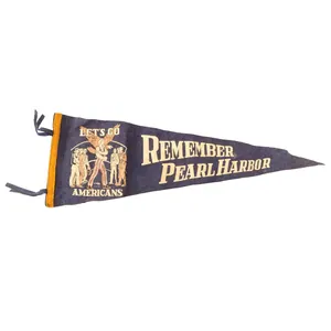Original U.S. WWII Remember Pearl Harbor Wool Pennant 'Let's Go …