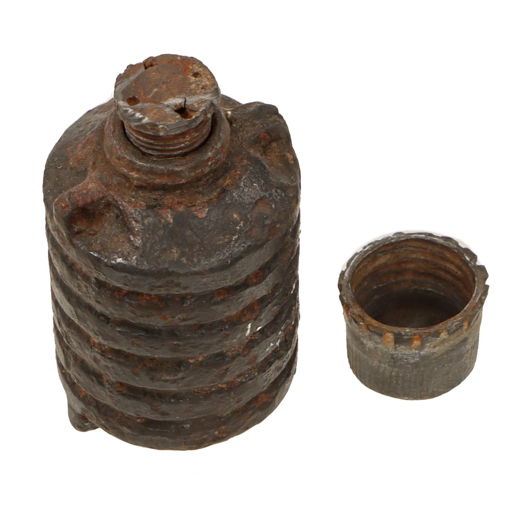 Original Imperial Japanese Inert Type 23 Fragmentation Grenade with Original Fuze Cover - Very Rare — image 2