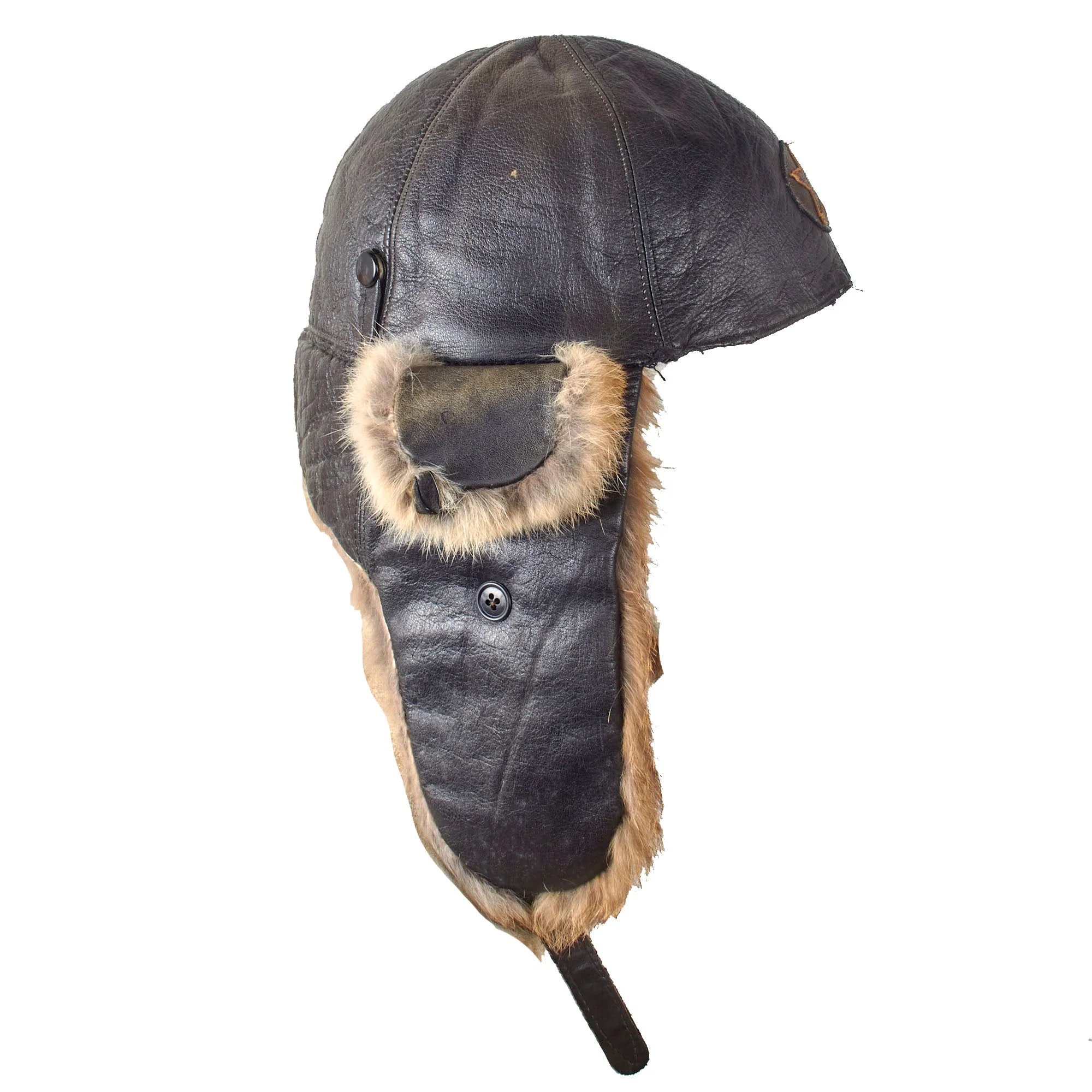 Original Imperial Japanese WWII Era Private Purchase Winter Flight Helmet — image 2