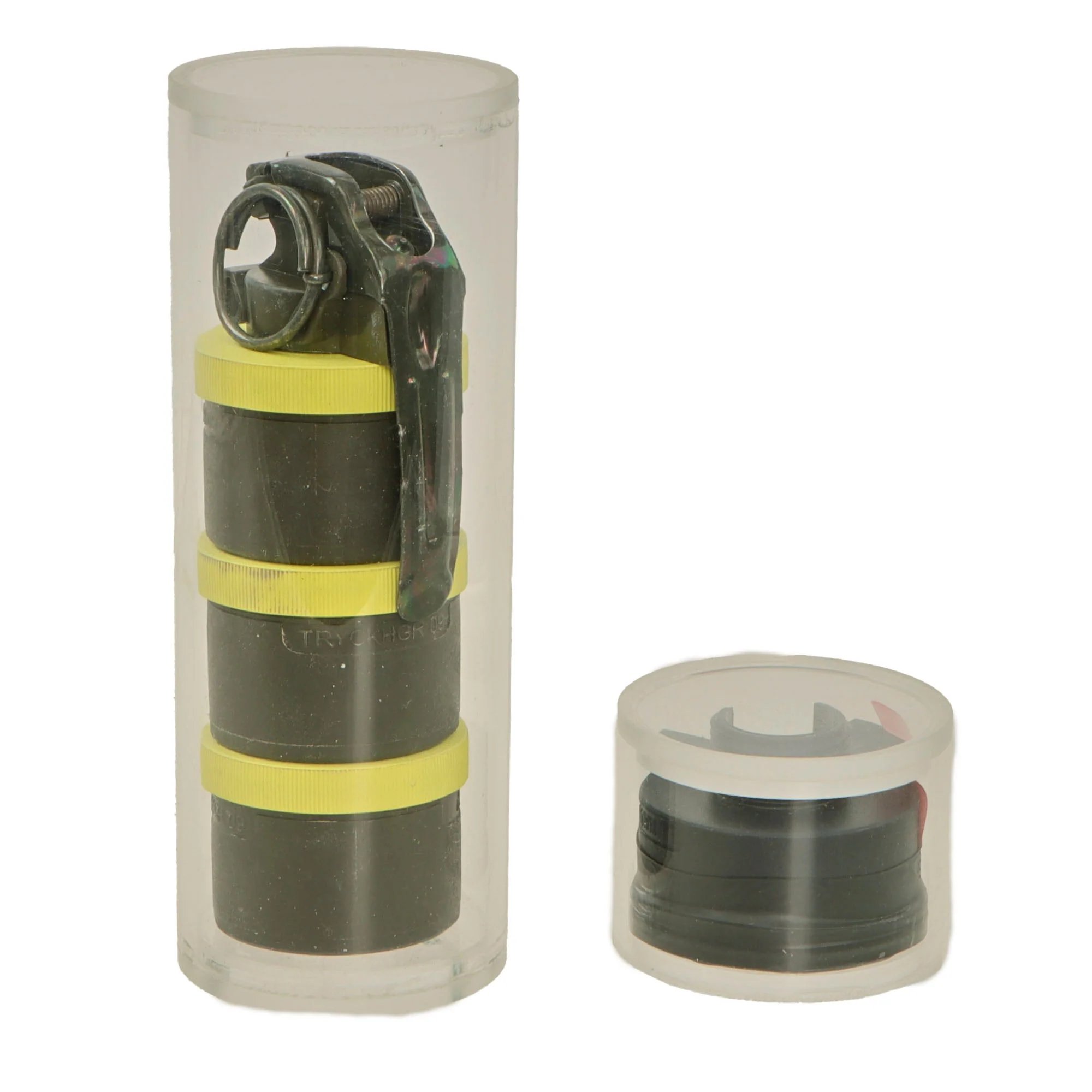 Original German GWOT Inert Rheinmetall Tryckhandgranat 09 Cutaway in Factory Acrylic Display Tube with Spare Stacker in Display Tube — image 5