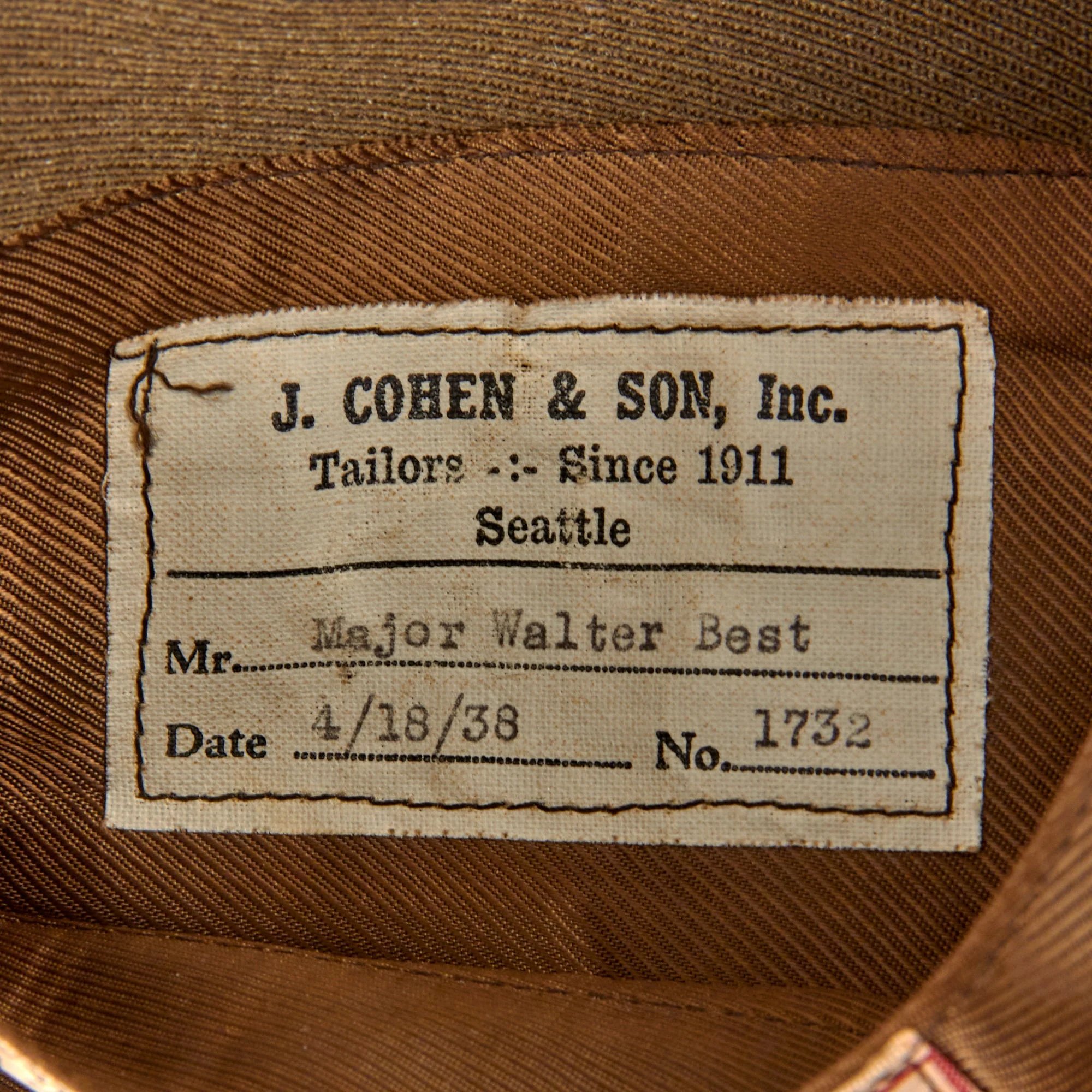 Original U.S. WWII EOD Benicia Arsenal Ordnance Officer's Uniform Jacket with Rare SSI - Major Walter Best — image 7