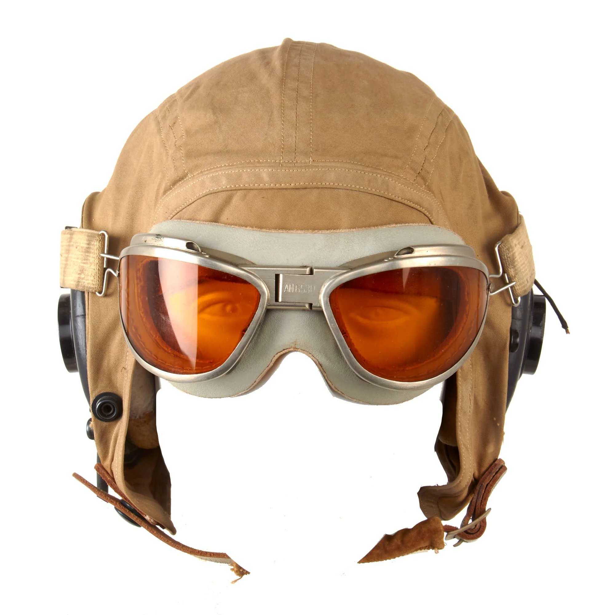 Original U.S. WWII USAAF AN-6530 Goggles and Named AN6542 Summerweight Helmet with Avionics to Distinguished Flying Cross Recipient - Lt. Joseph F. Brown, USNR — image 2