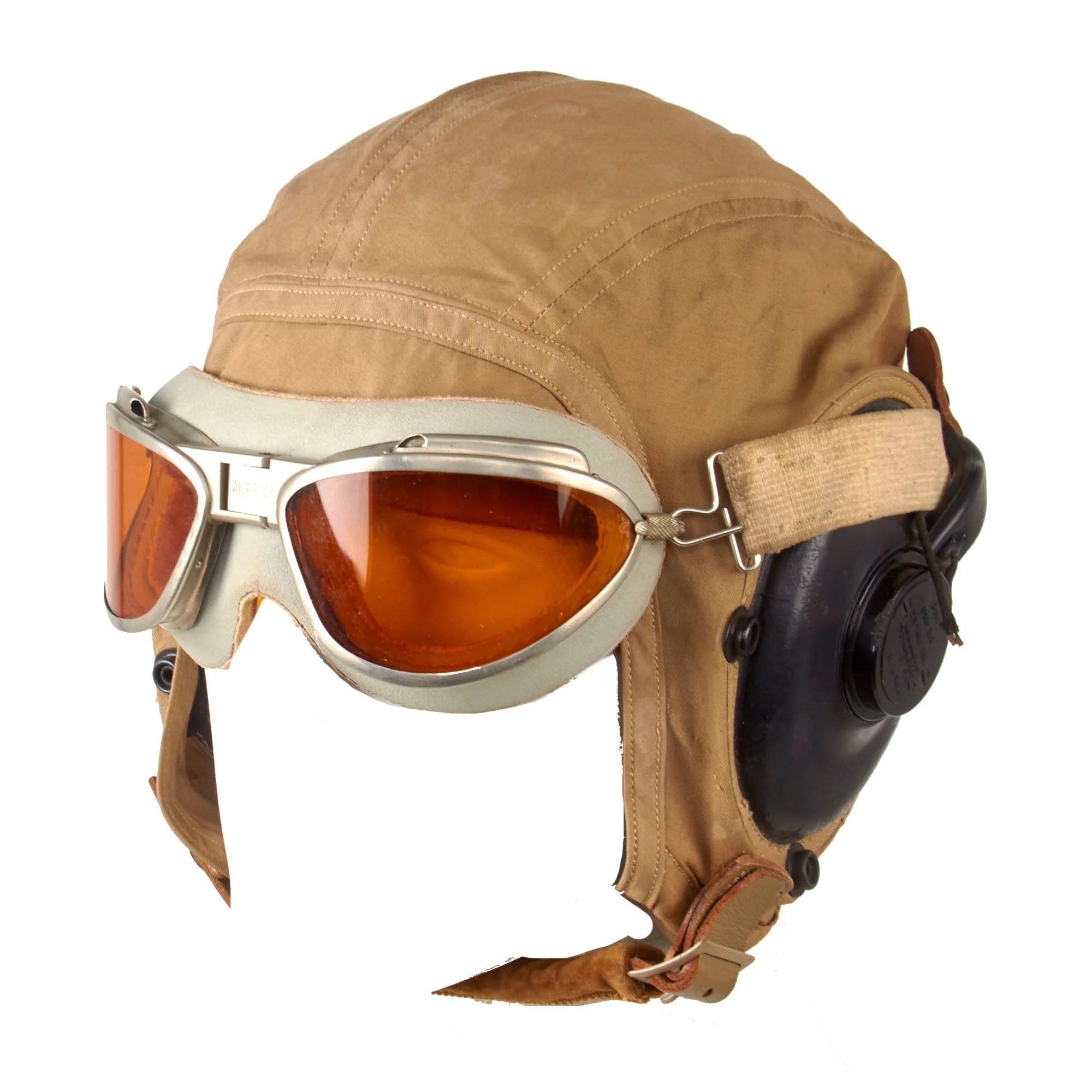 Original U.S. WWII USAAF AN-6530 Goggles and Named AN6542 Summerweight Helmet with Avionics to Distinguished Flying Cross Recipient - Lt. Joseph F. Brown, USNR — image 3