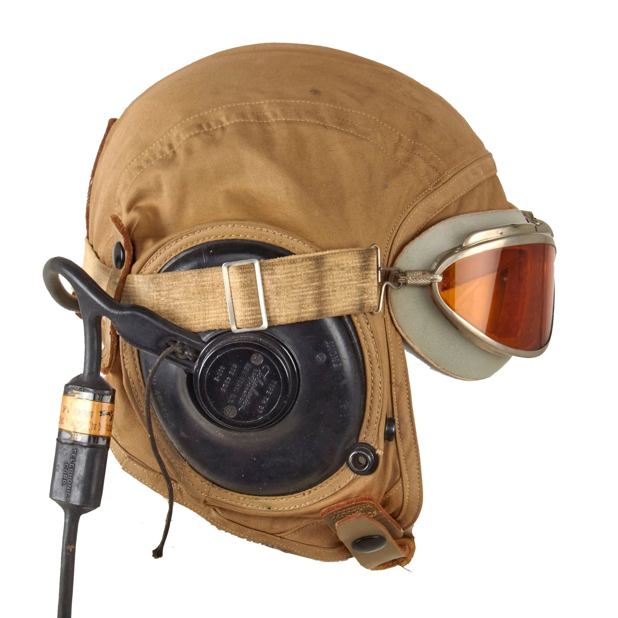 Original U.S. WWII USAAF AN-6530 Goggles and Named AN6542 Summerweight Helmet with Avionics to Distinguished Flying Cross Recipient - Lt. Joseph F. Brown, USNR — image 6
