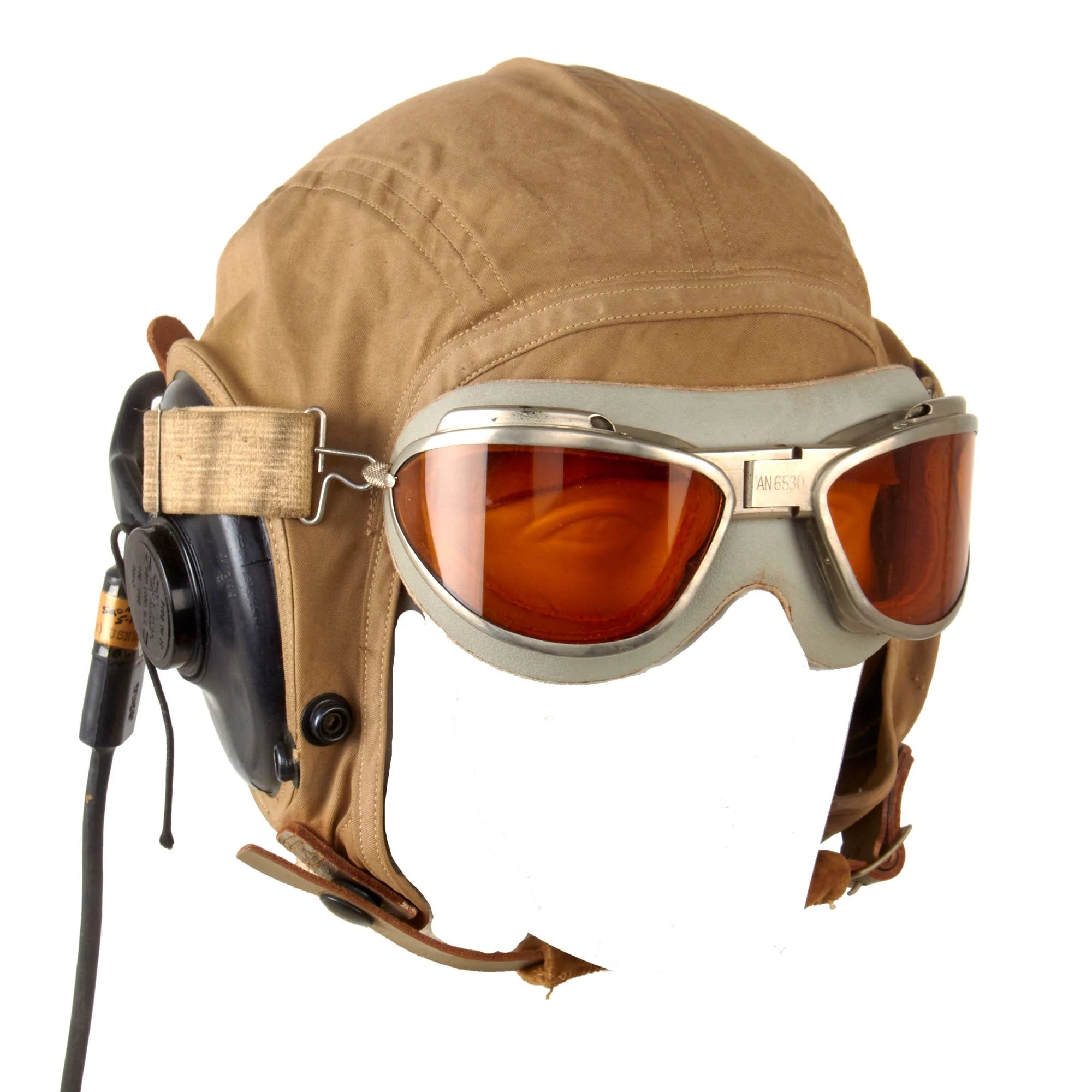 Original U.S. WWII USAAF AN-6530 Goggles and Named AN6542 Summerweight Helmet with Avionics to Distinguished Flying Cross Recipient - Lt. Joseph F. Brown, USNR — image 8