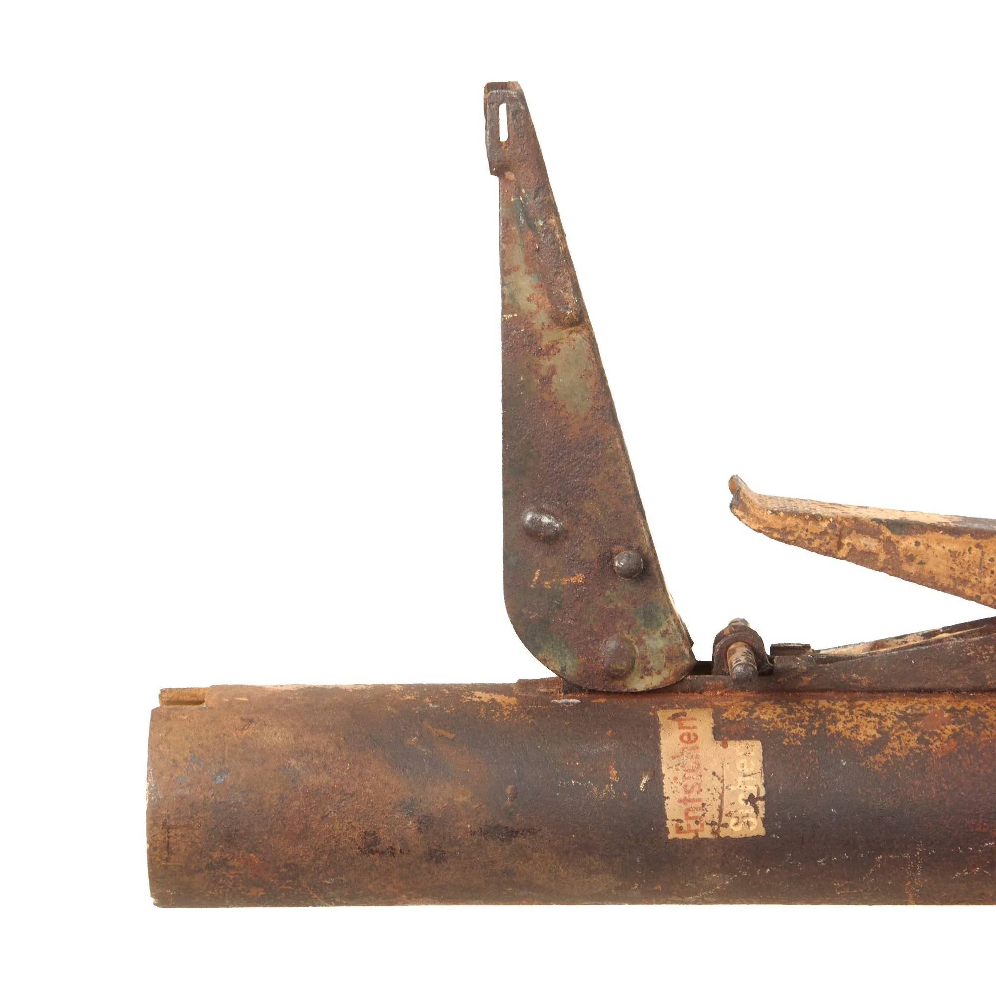 Original German WWII Inert Panzerfaust 60 Anti-Tank Rocket Launcher Tube with Rocket Tail - Original Paint and Markings — image 14