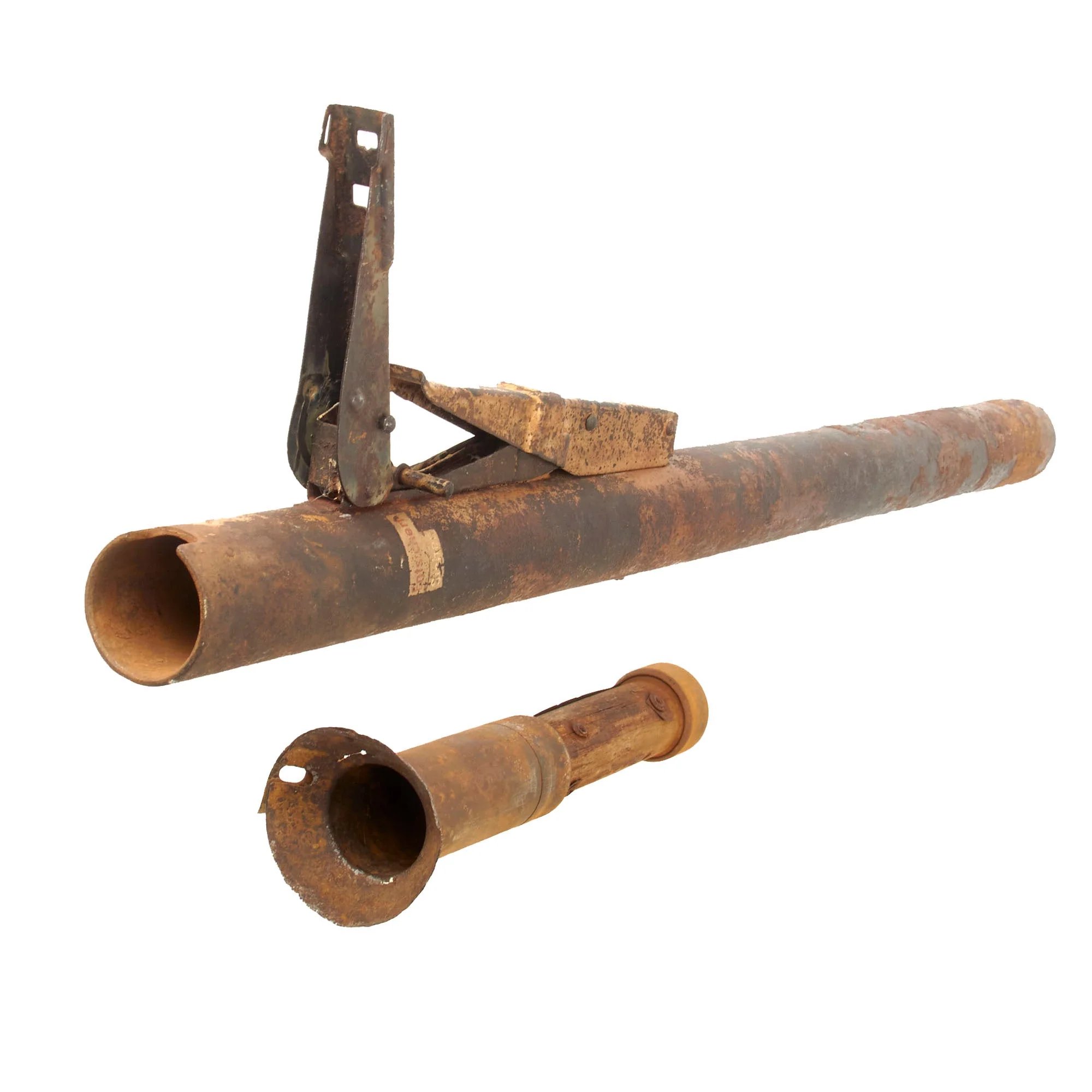 Original German WWII Inert Panzerfaust 60 Anti-Tank Rocket Launcher Tube with Rocket Tail - Original Paint and Markings — image 2