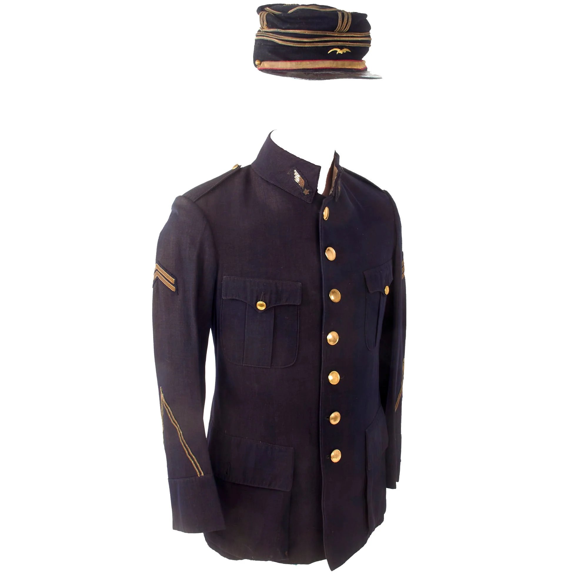 Original French WWI Early War Pilot's Air Service Officer Uniform Tunic with Kepi — image 11