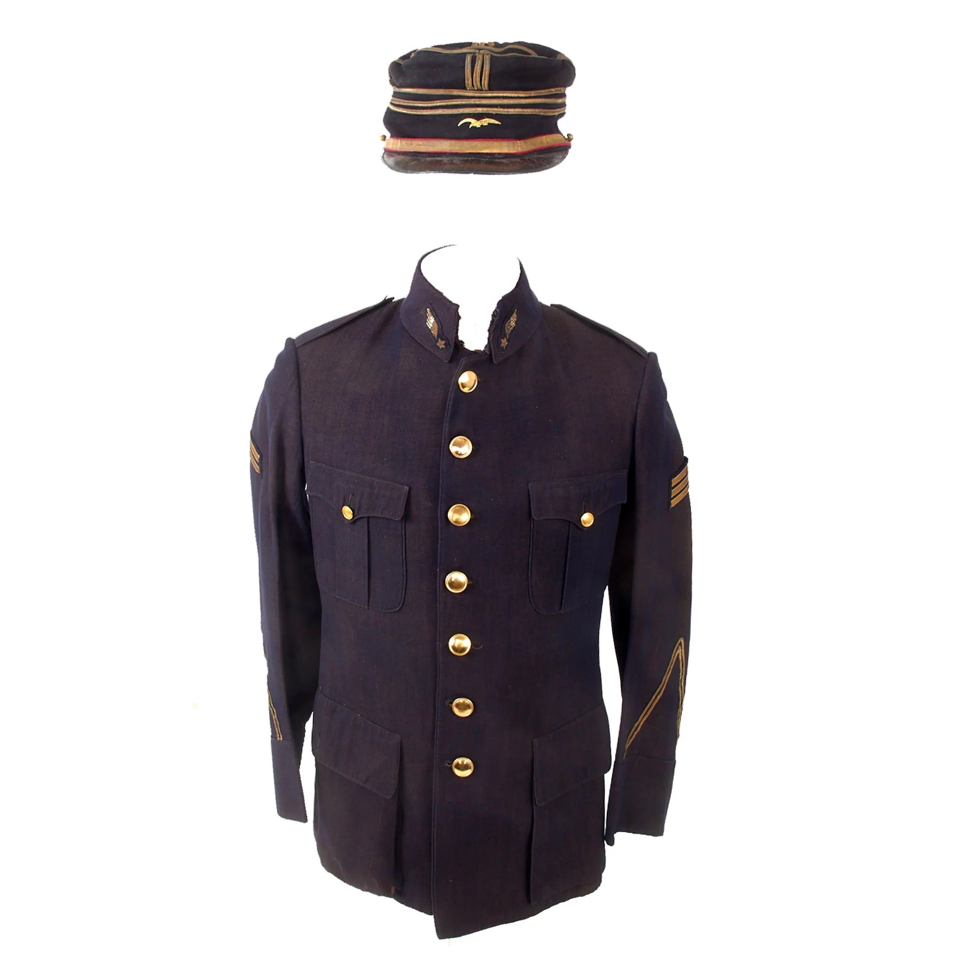 Original French WWI Early War Pilot's Air Service Officer Uniform Tunic with Kepi — image 2