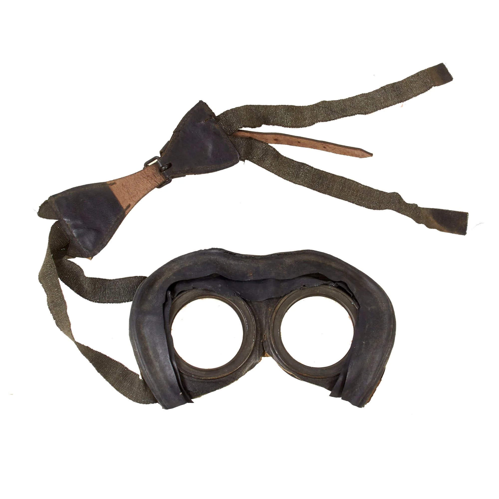 Original Imperial German WWI Luftstreitkräfte Pilot Helmet with PRYM Snaps & Facial Goggles — image 11