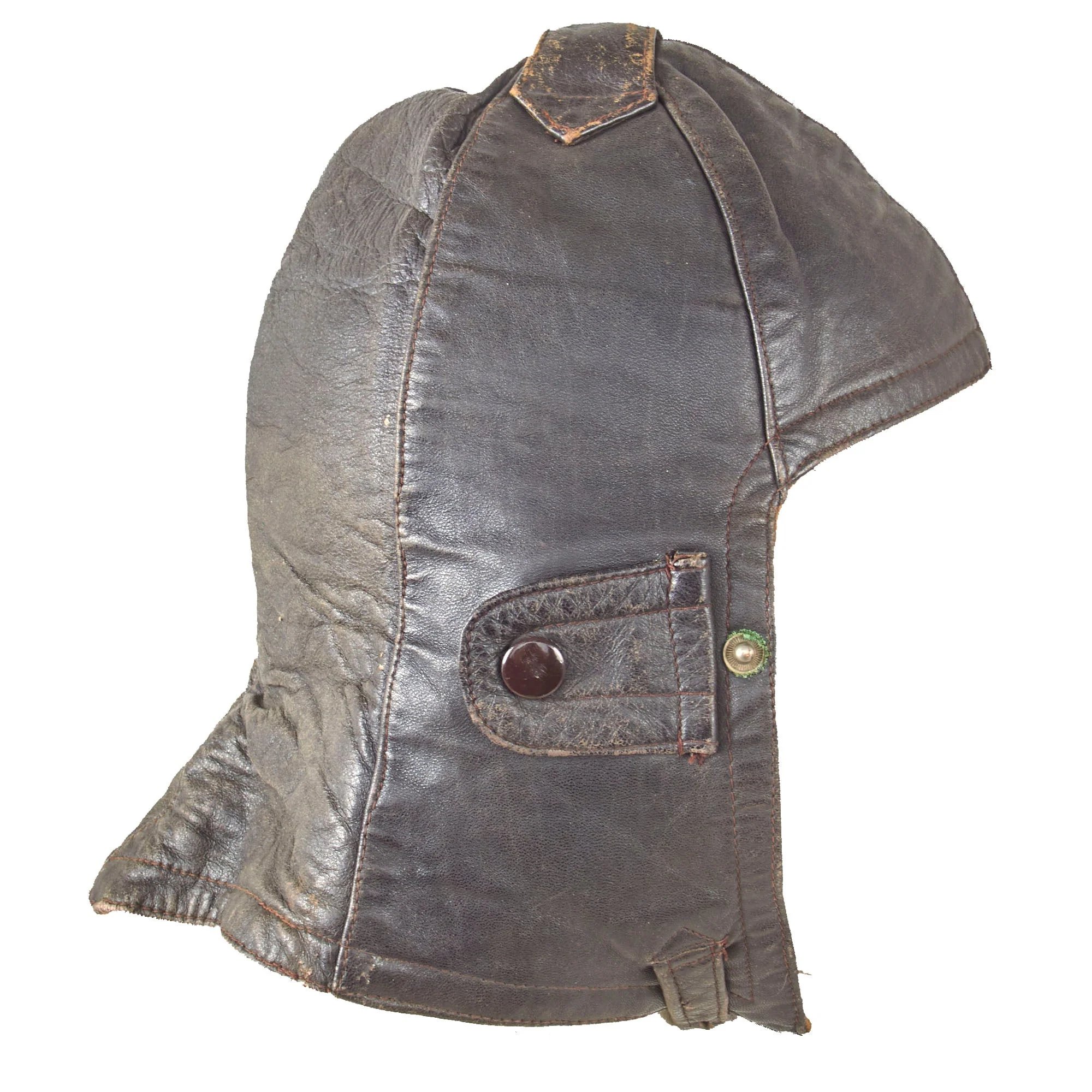 Original Imperial German WWI Luftstreitkräfte Pilot Helmet with PRYM Snaps & Facial Goggles — image 6