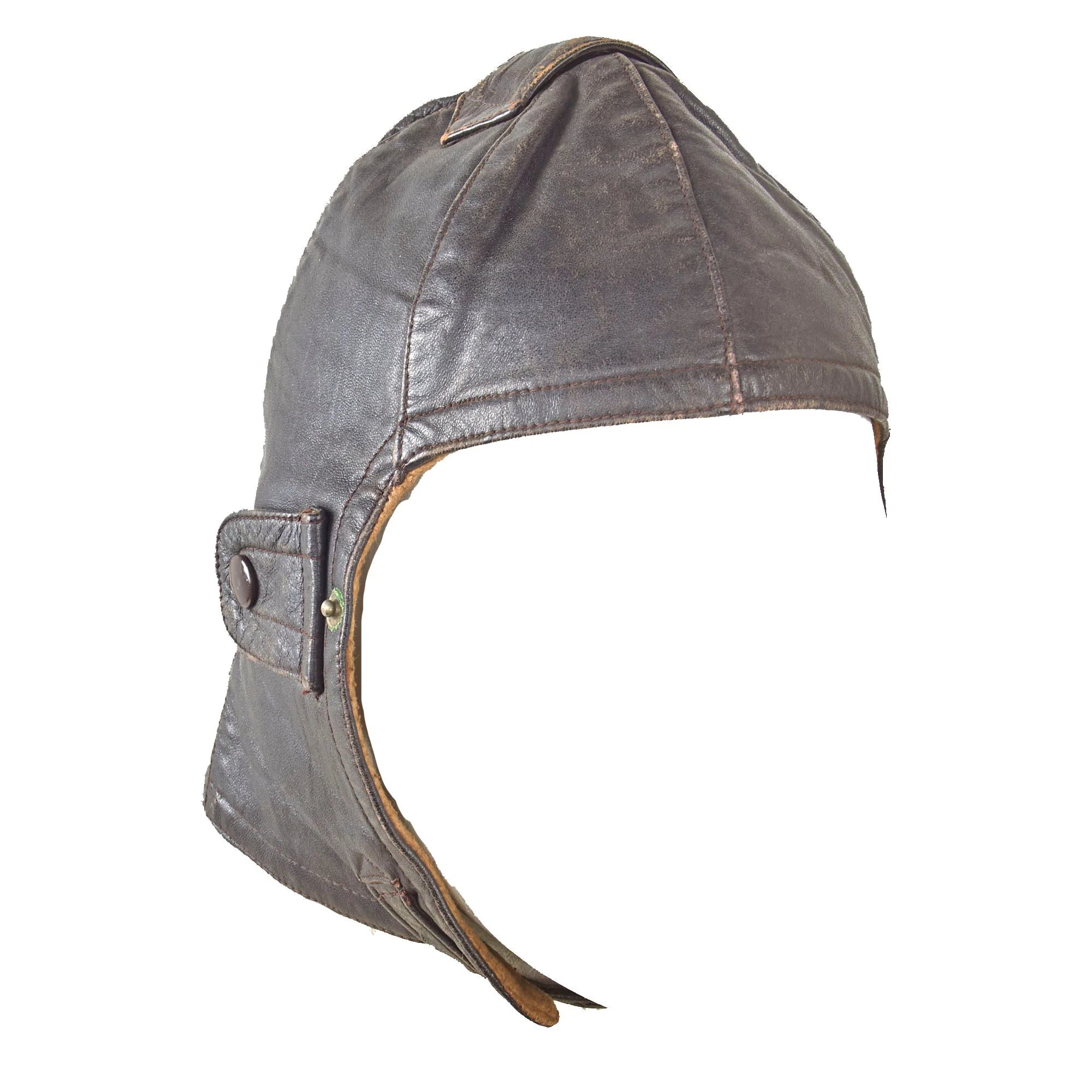 Original Imperial German WWI Luftstreitkräfte Pilot Helmet with PRYM Snaps & Facial Goggles — image 7