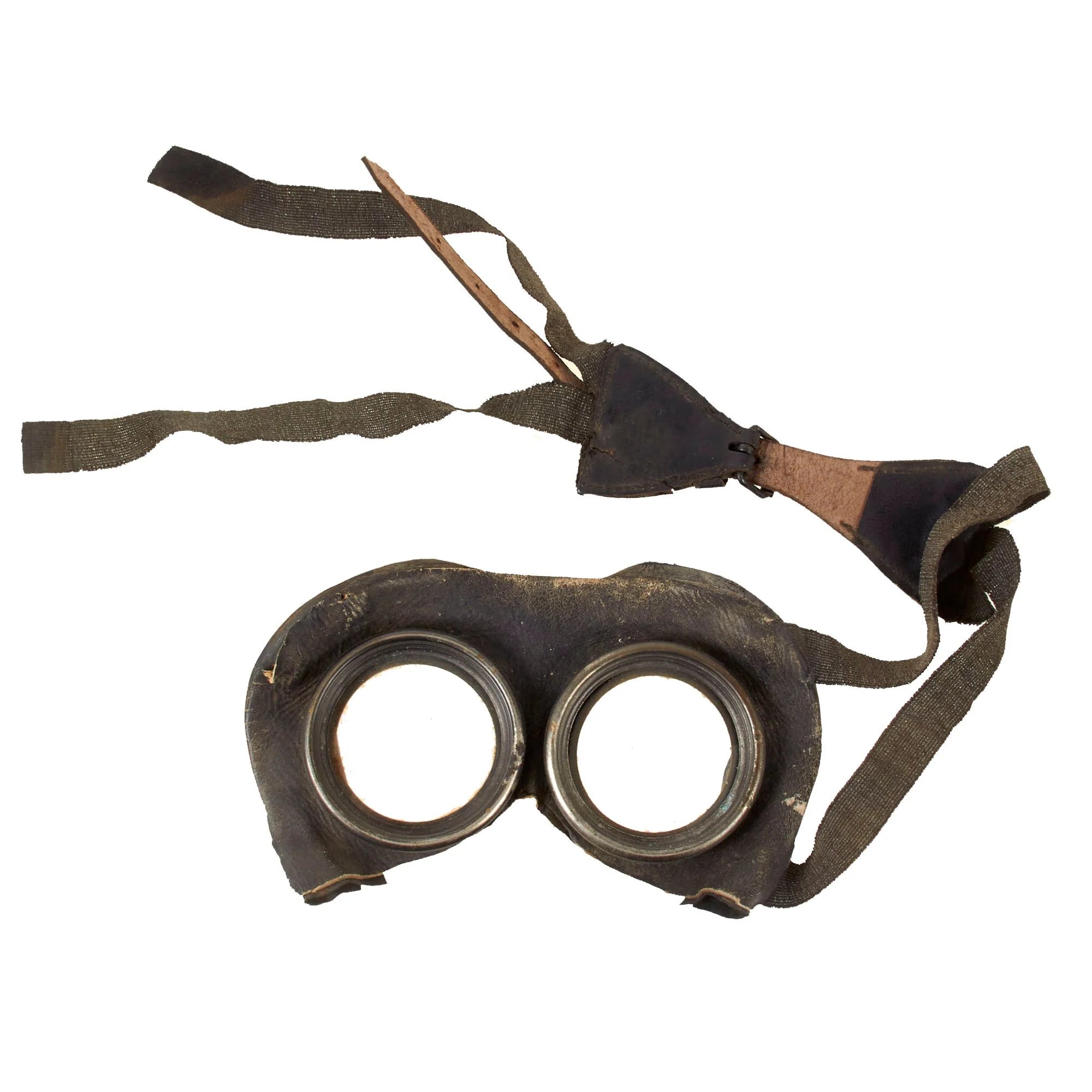Original Imperial German WWI Luftstreitkräfte Pilot Helmet with PRYM Snaps & Facial Goggles — image 9