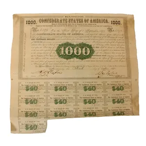 Original U.S. Civil War Confederate States of America $1000 Montgomery …