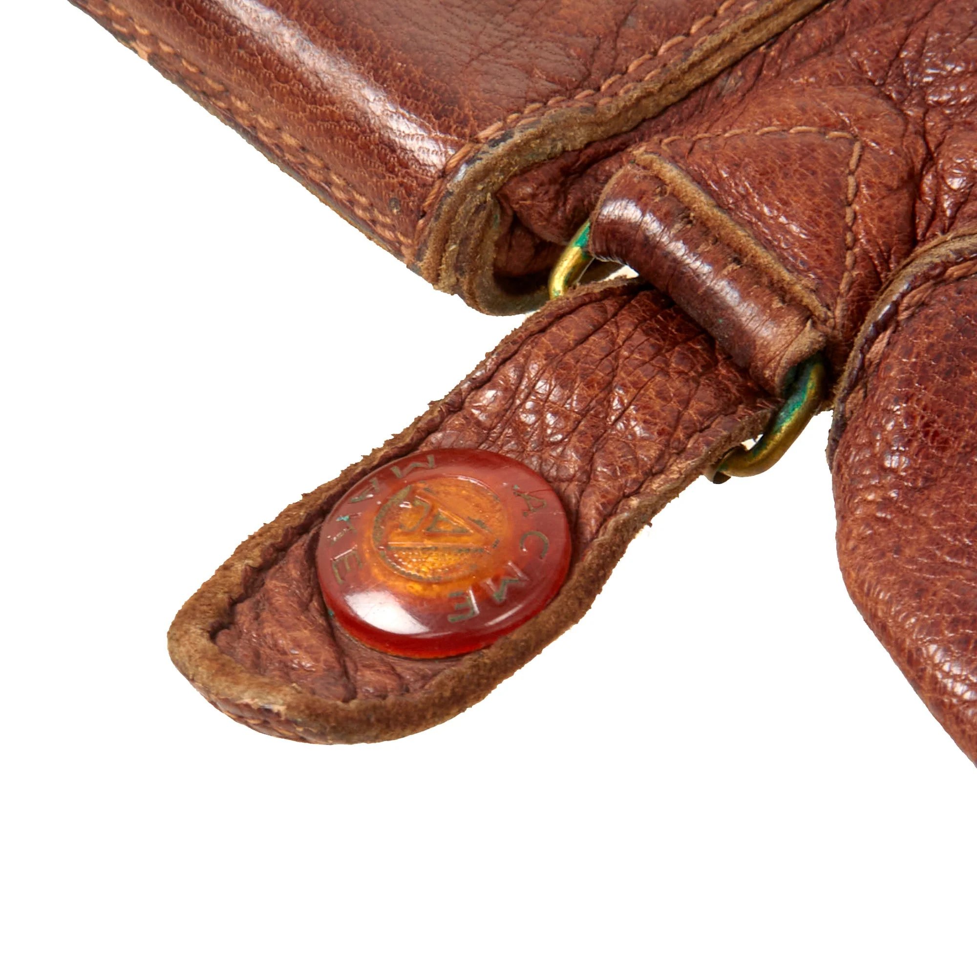 Original U.S. WWI Air Service Pilot's Flight Gauntlet Gloves with Acme Snaps - Size 8 1/2 — image 6