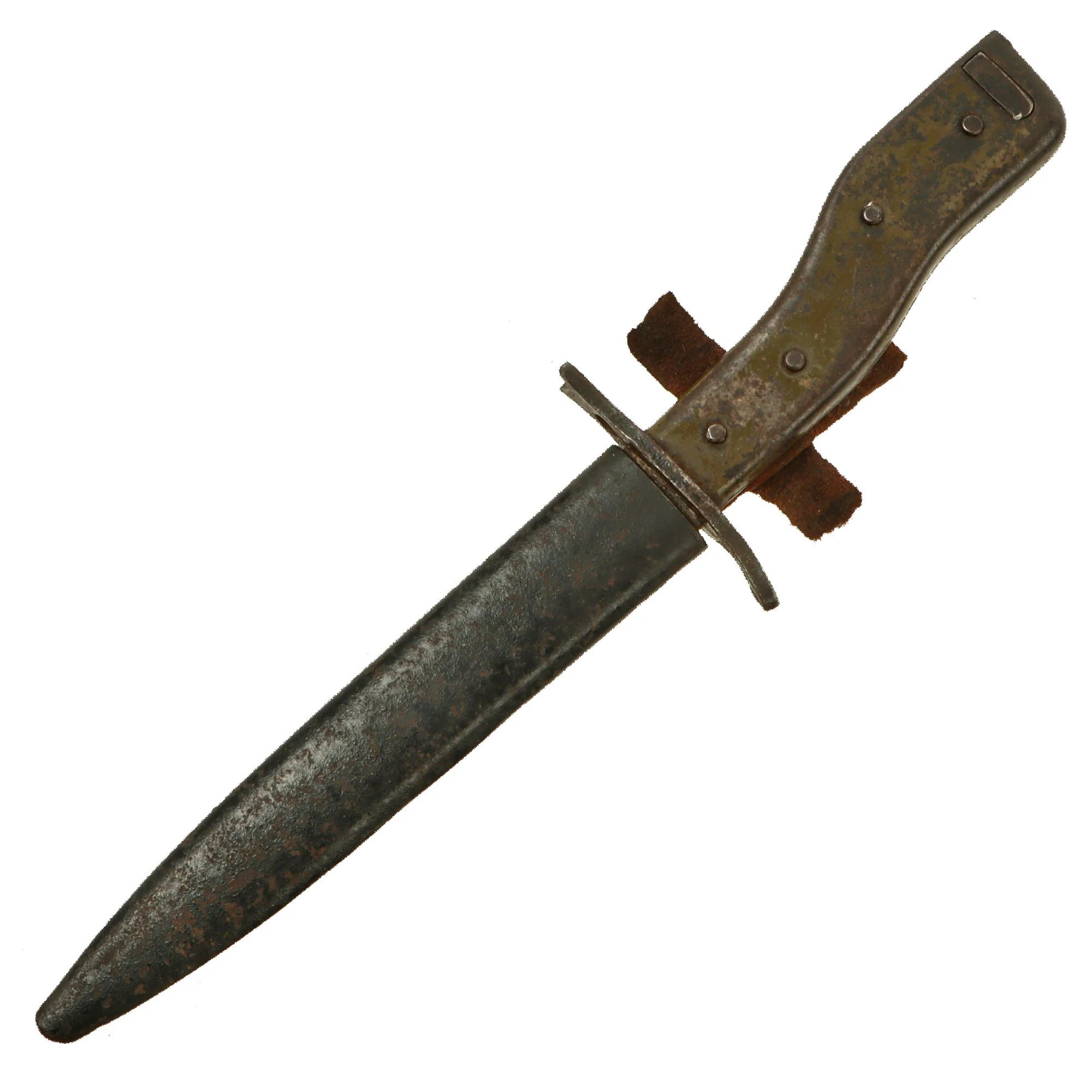 Original Imperial German WWI DEMAG Crank Handle Ersatz Trench Knife Bayonet with Scabbard — image 3