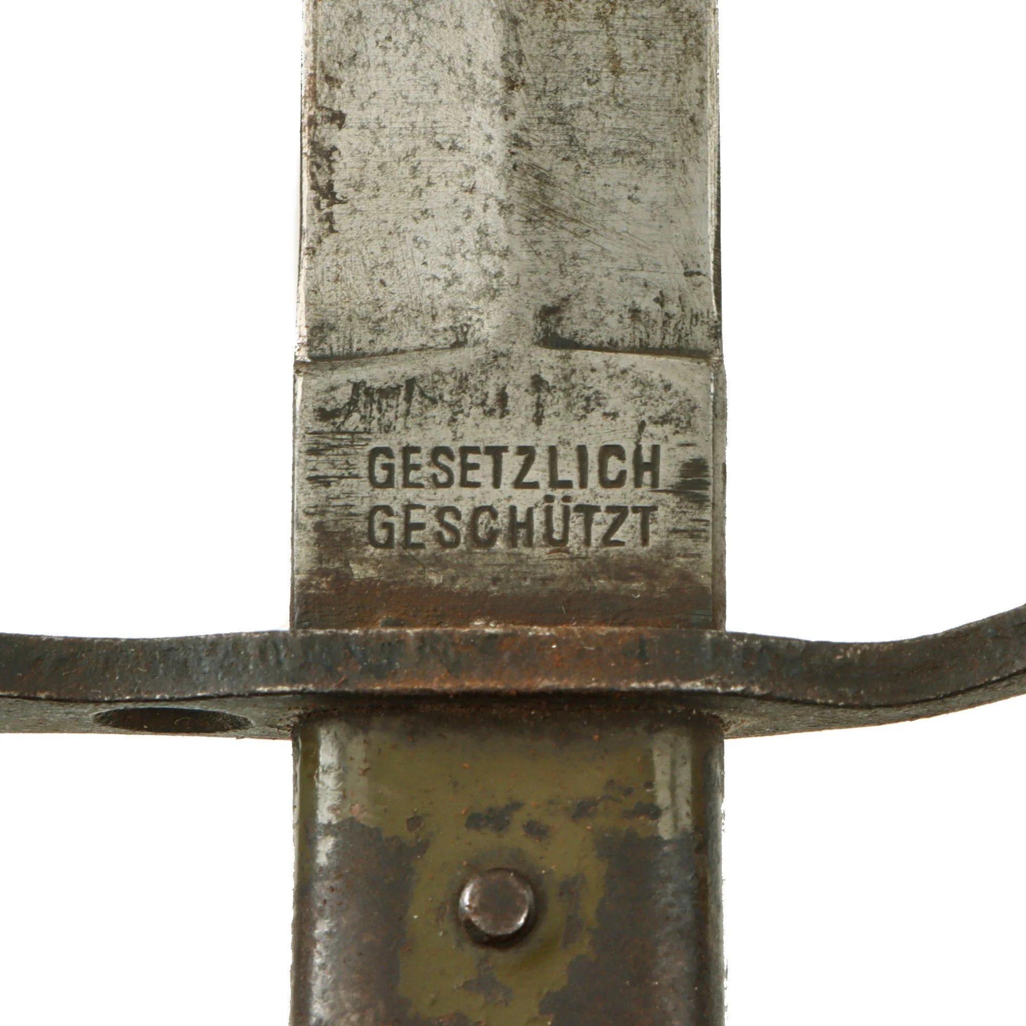 Original Imperial German WWI DEMAG Crank Handle Ersatz Trench Knife Bayonet with Scabbard — image 4