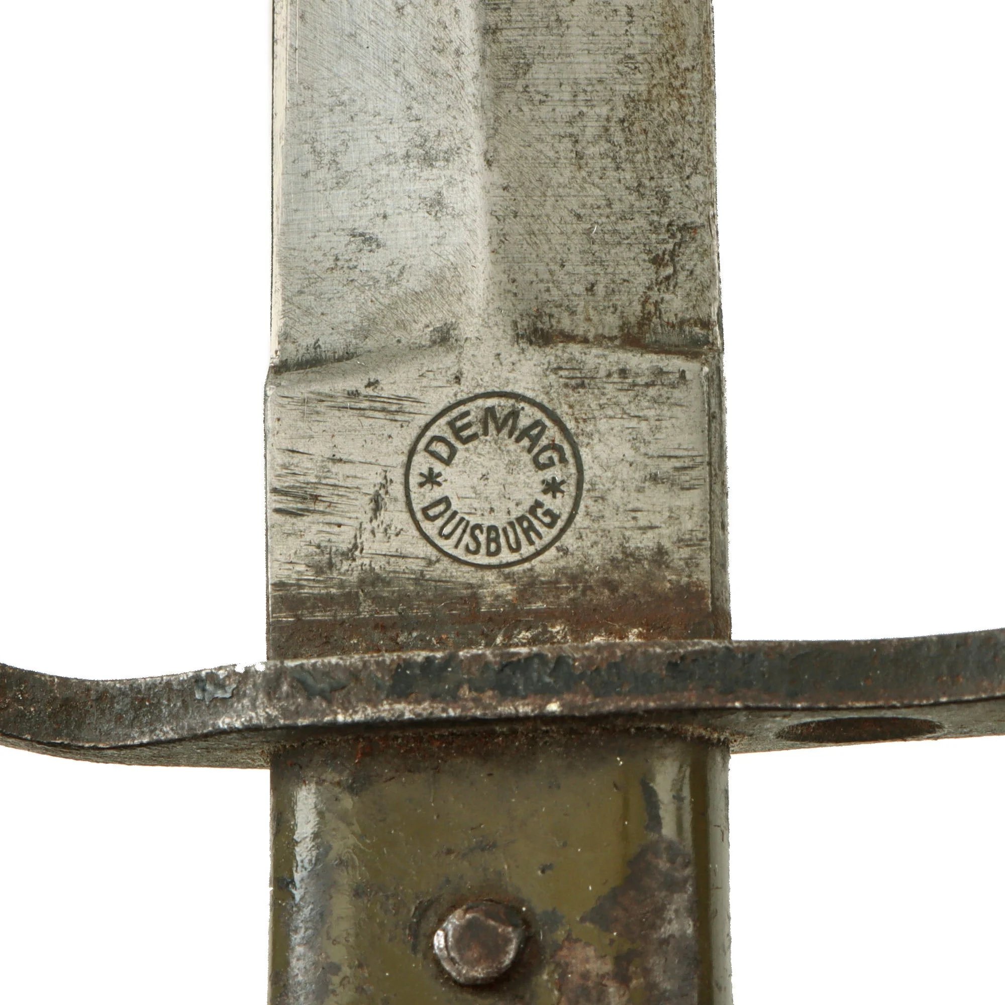 Original Imperial German WWI DEMAG Crank Handle Ersatz Trench Knife Bayonet with Scabbard — image 5