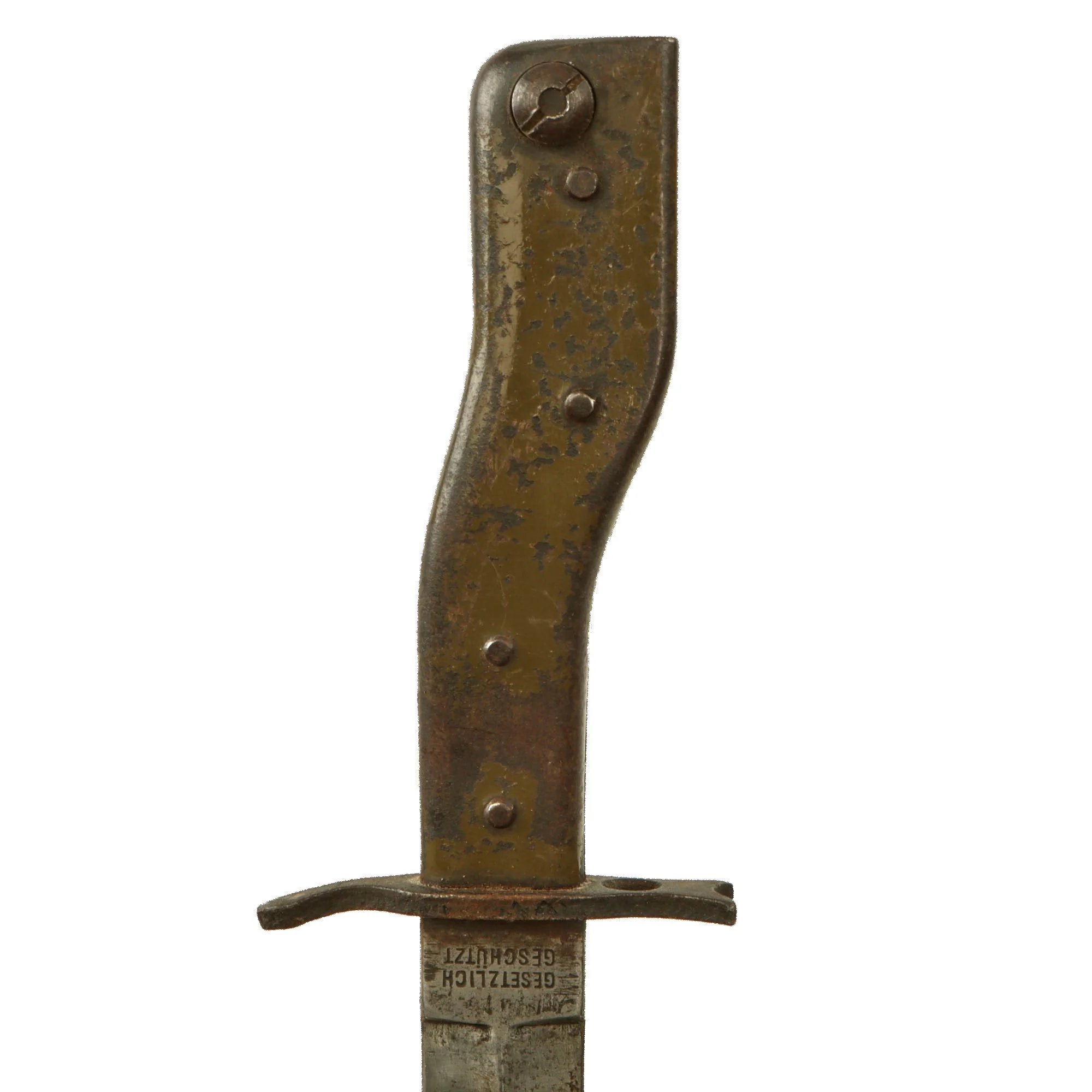 Original Imperial German WWI DEMAG Crank Handle Ersatz Trench Knife Bayonet with Scabbard — image 8