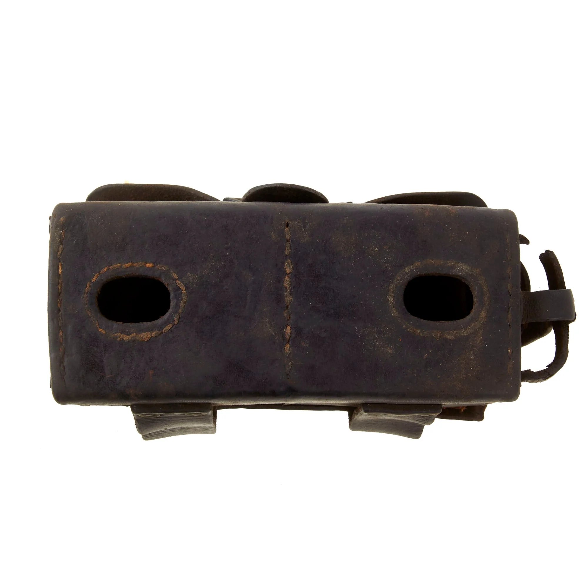 Original Japanese WWII Rifleman's Early War Leather Arisaka Ammunition Pouch Set - Front and Back Pouches — image 4