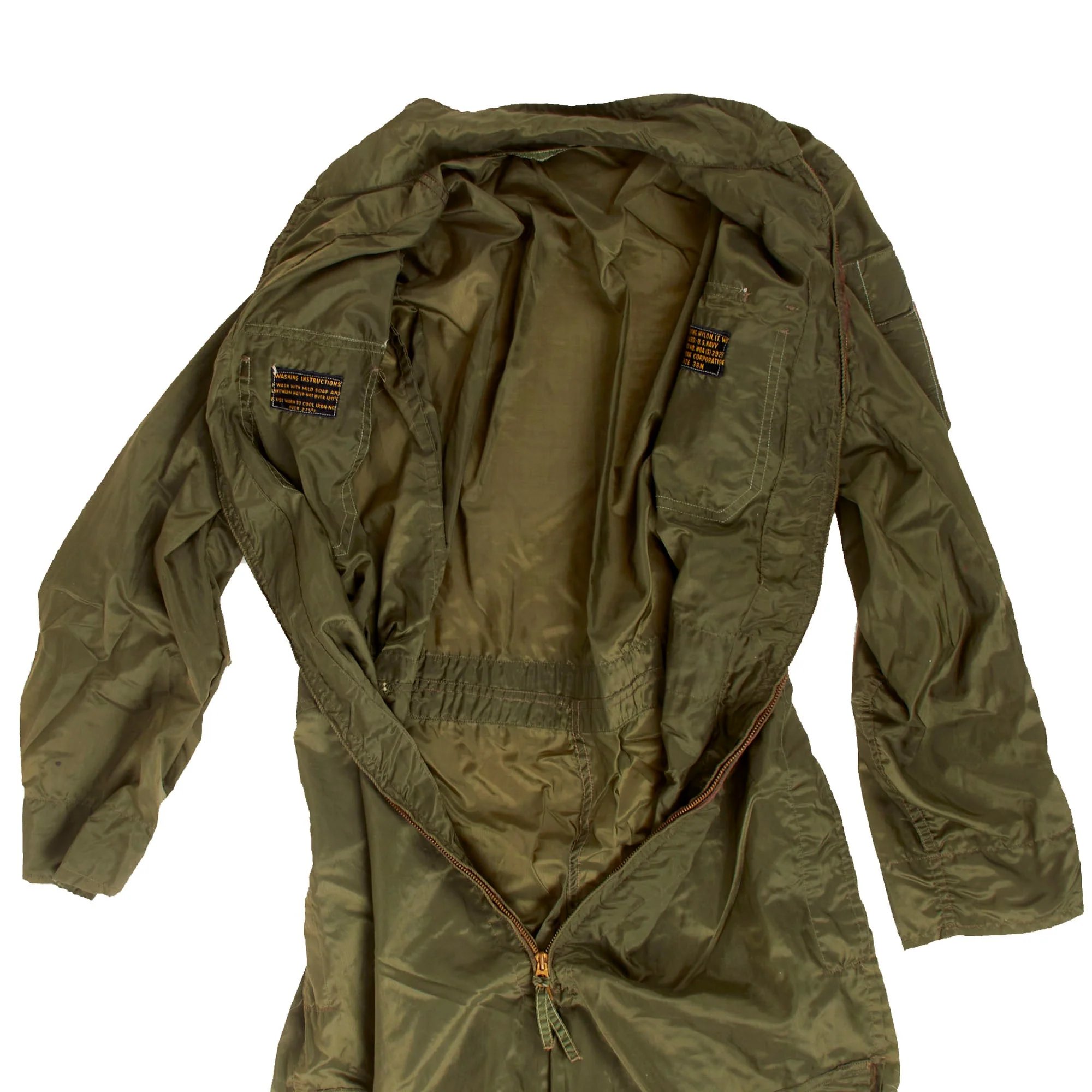 Original U.S. Korean War Navy Pilot's H4 Helmet & Nylon Flightsuit Set with Interior H4 Helmet & Mae Vest Flotation Vest — image 3