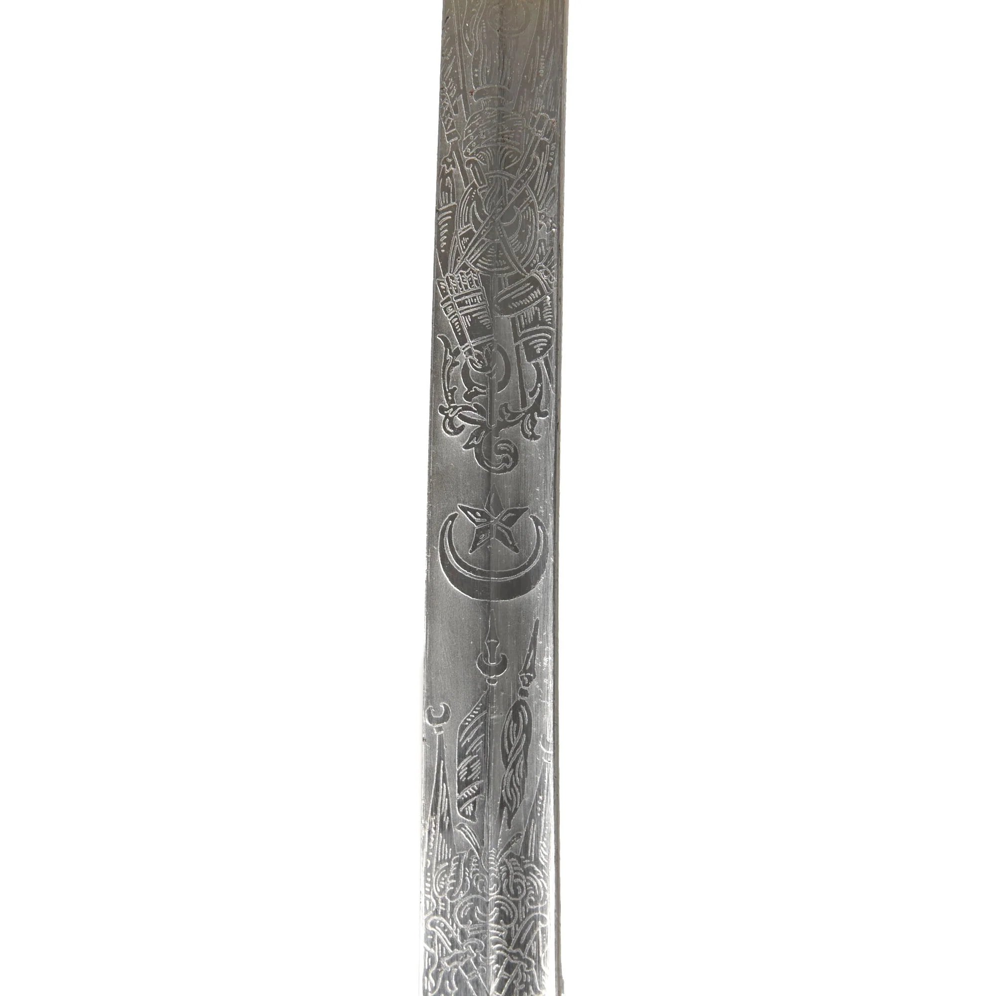 Original Ottoman Empire WWI German-Made M1889 Style Triple Etched Turkish Officers Sword by Julius Voos Fabrique of Solingen with Scabbard — image 13