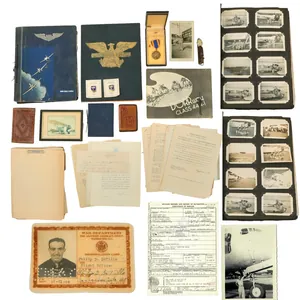 Original U.S. WWII AAF Engraved Watch, ID Card, Photo Albums, …