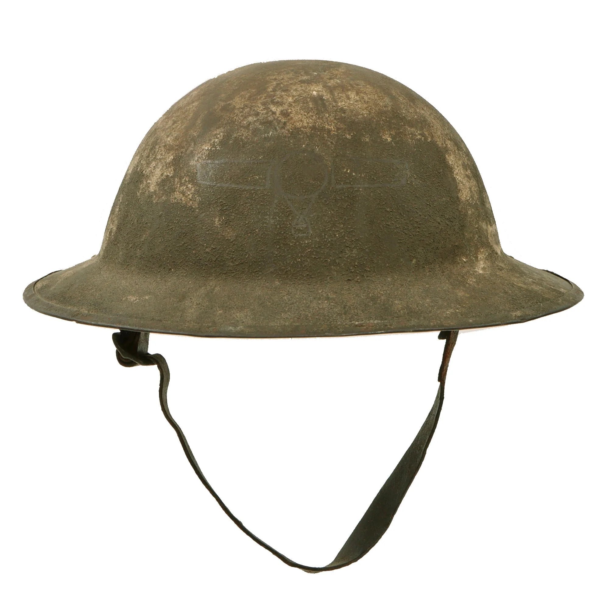 Original U.S. WWI Balloon Service Complete M1917 Helmet with Balloon Wings Scratched Into Finish - Attributed to J.J. Pecker, 27th Balloon Company — image 2