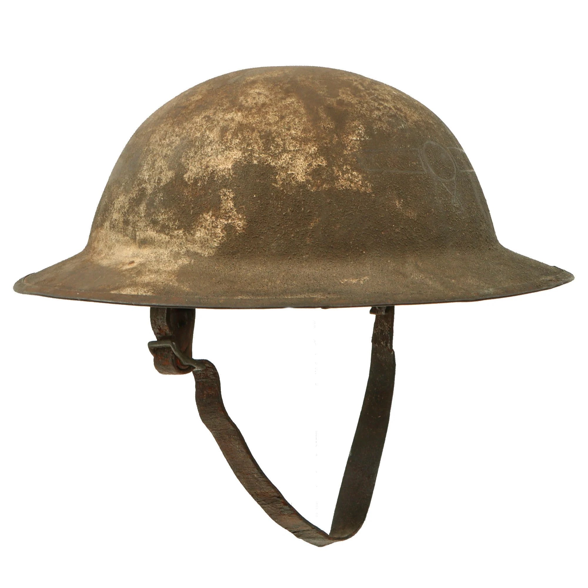 Original U.S. WWI Balloon Service Complete M1917 Helmet with Balloon Wings Scratched Into Finish - Attributed to J.J. Pecker, 27th Balloon Company — image 4