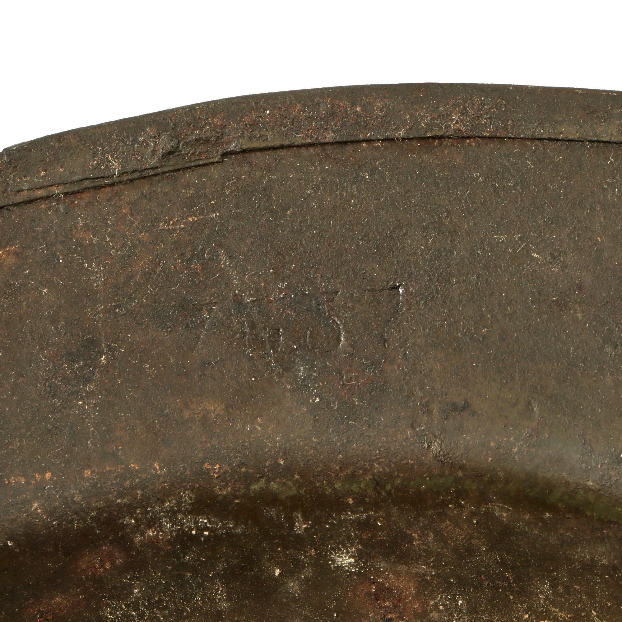 Original U.S. WWI Balloon Service Complete M1917 Helmet with Balloon Wings Scratched Into Finish - Attributed to J.J. Pecker, 27th Balloon Company — image 9