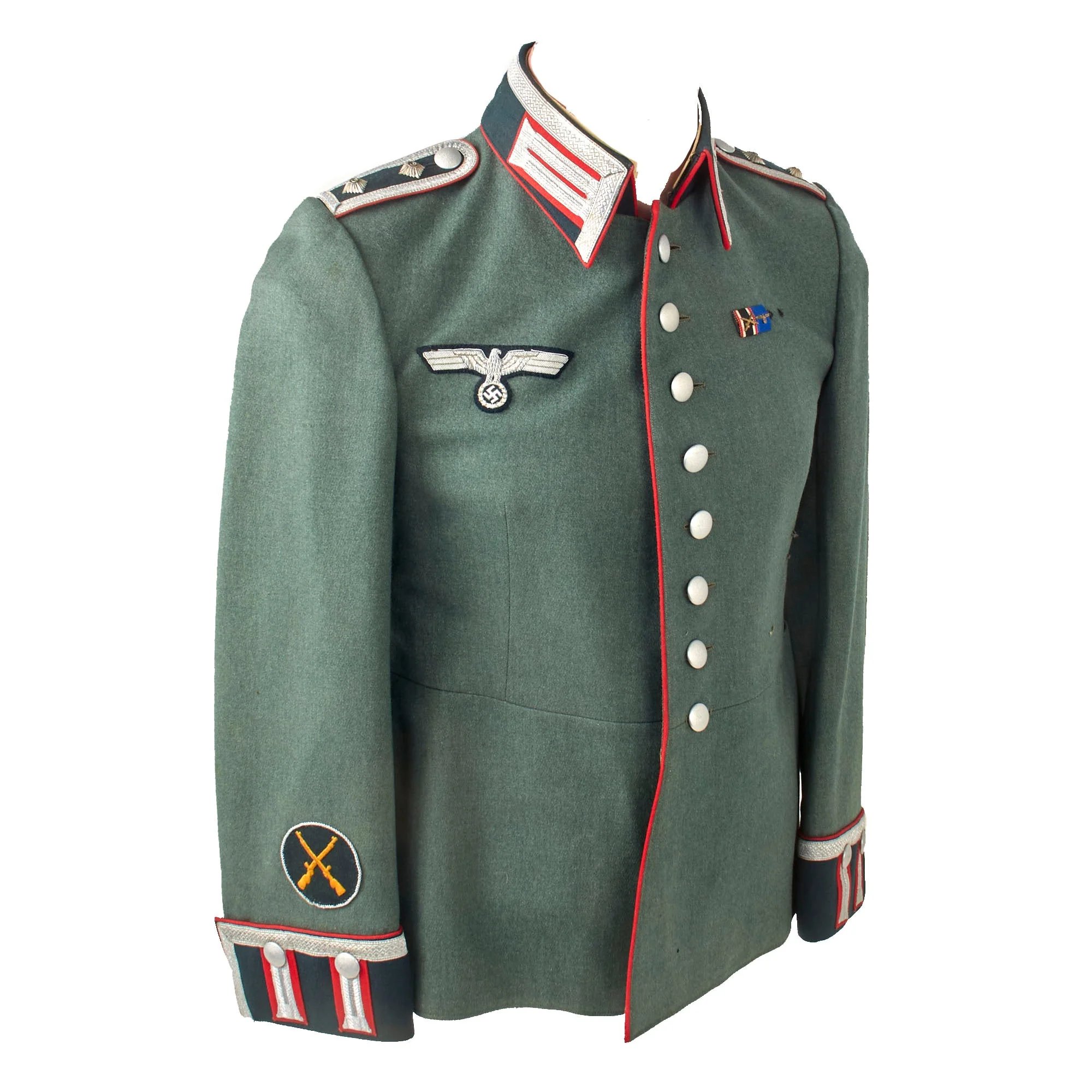 Original German WWII Named Heer Army Artillery Oberfeldwebel NCO M35 Waffenrock Dress Tunic by Kuhn & Nupnau with Medal Bar — image 15