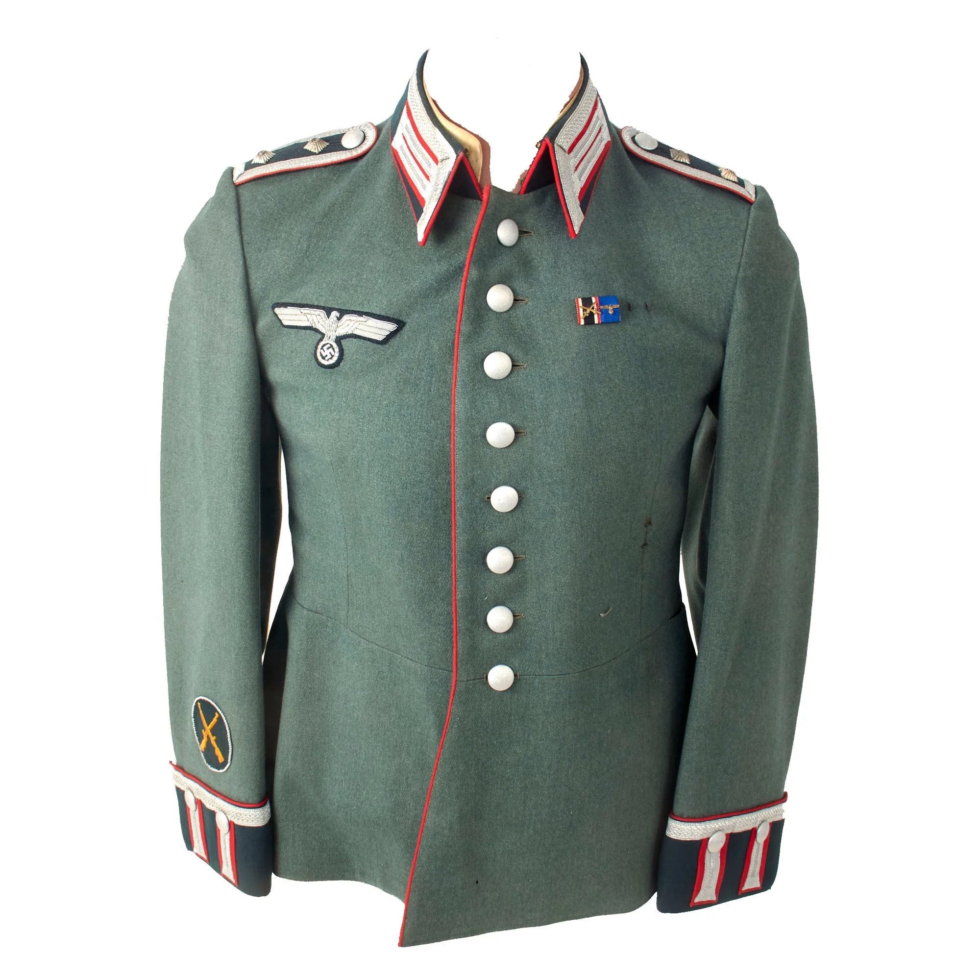 Original German WWII Named Heer Army Artillery Oberfeldwebel NCO M35 Waffenrock Dress Tunic by Kuhn & Nupnau with Medal Bar — image 2