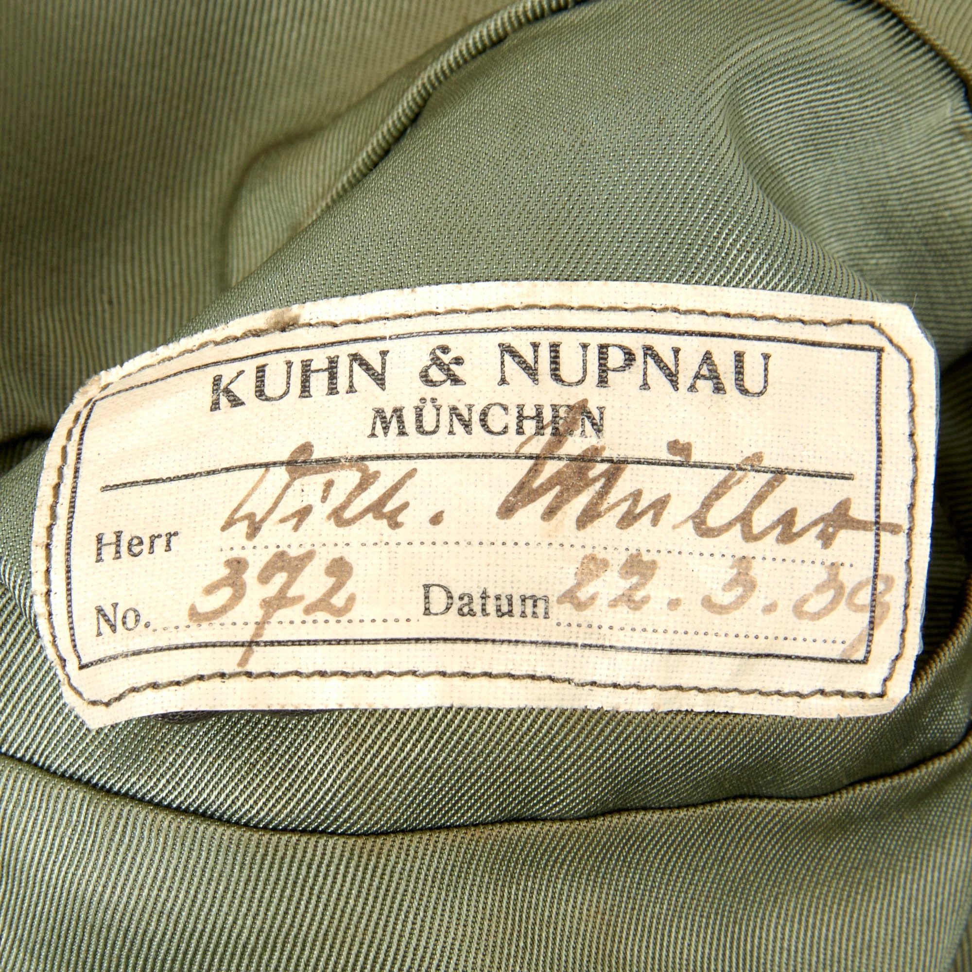 Original German WWII Named Heer Army Artillery Oberfeldwebel NCO M35 Waffenrock Dress Tunic by Kuhn & Nupnau with Medal Bar — image 8