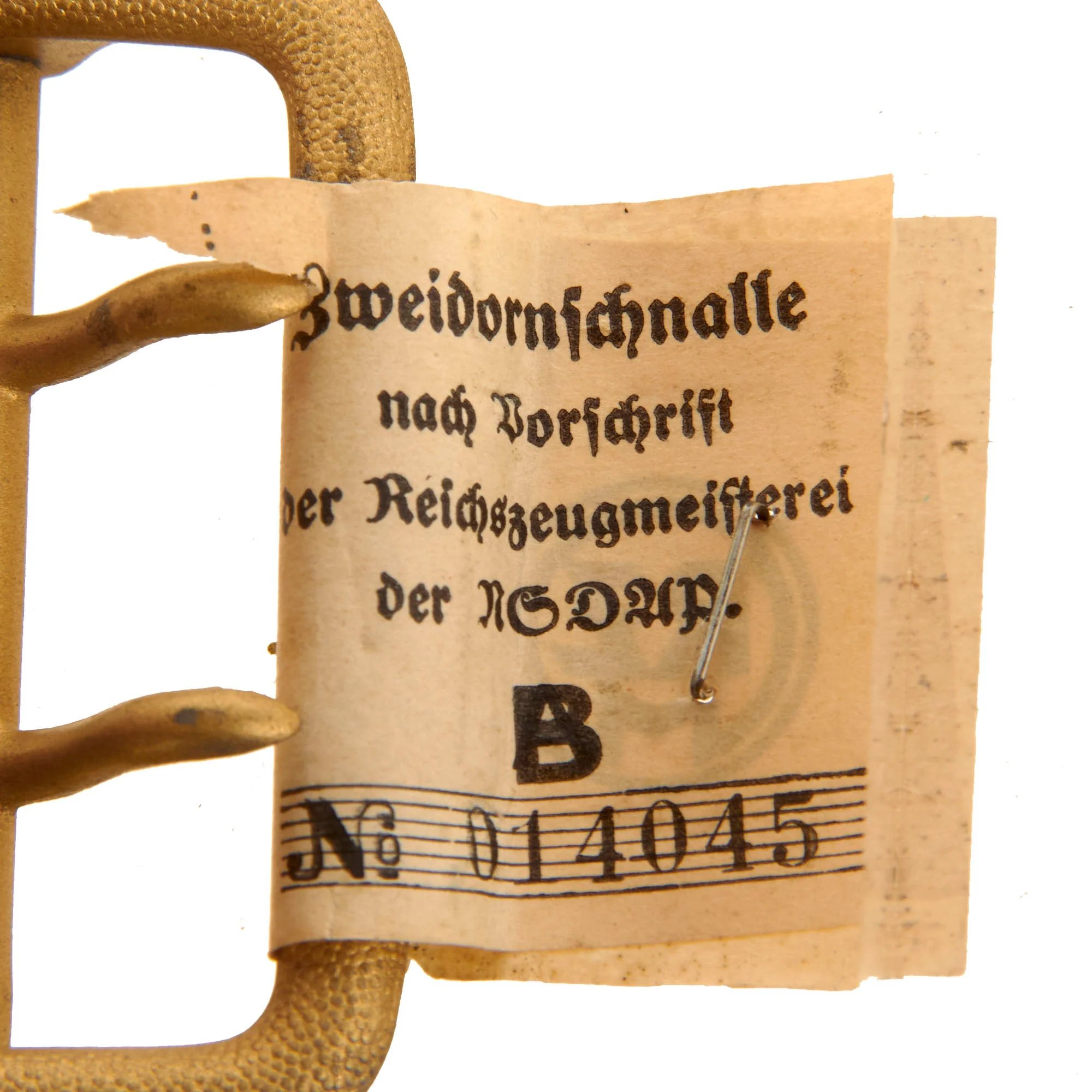 Original German WWII Unissued NSDAP Double Claw Gold Uniform Belt Buckle by Overhoff & Cie. - RZM M5/71 — image 6