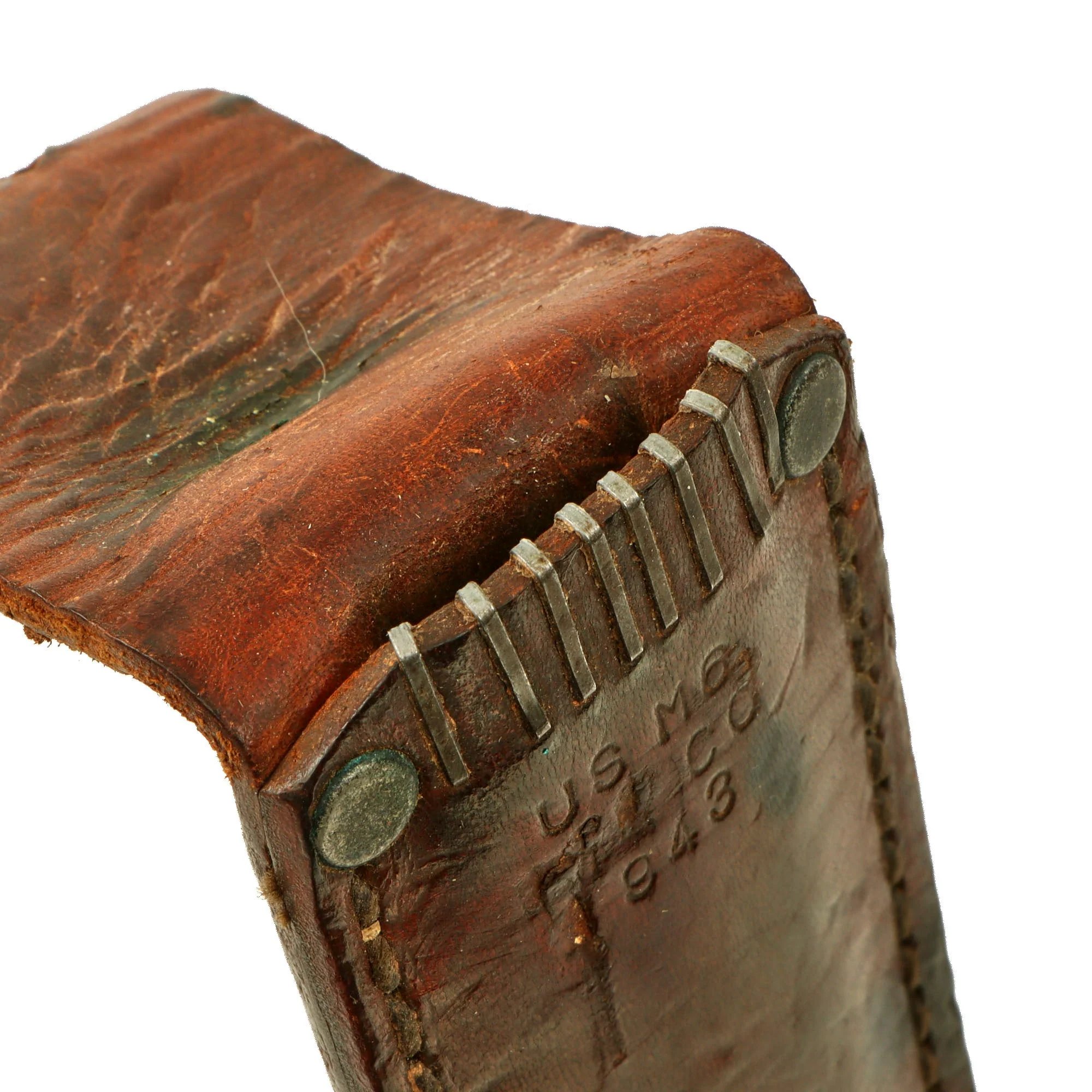 Original U.S. WWI/WWII Model 1918 Mark 1 Trench Knife by L. F. & C. in 1943-Dated M6 Sheath — image 16