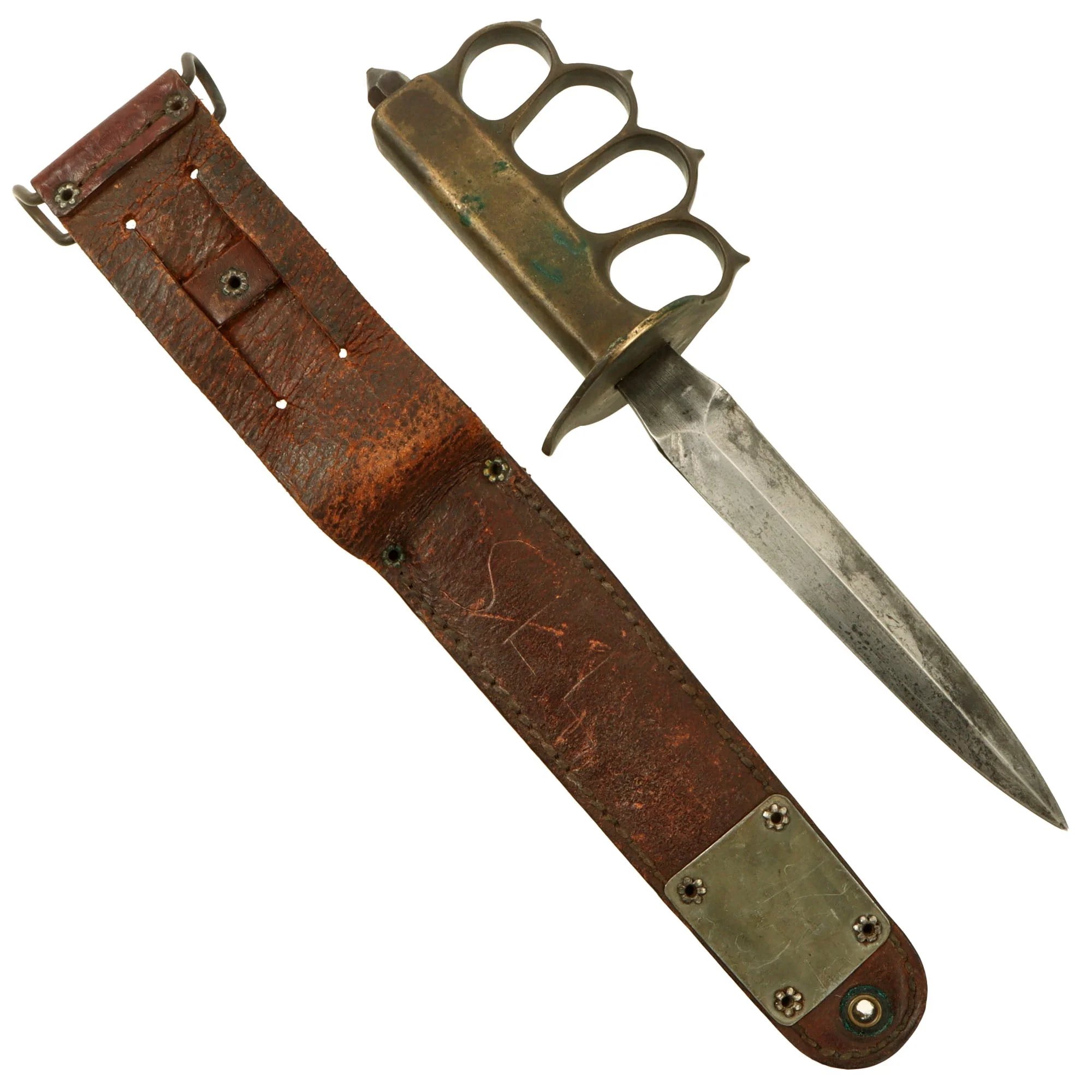 Original U.S. WWI/WWII Model 1918 Mark 1 Trench Knife by L. F. & C. in 1943-Dated M6 Sheath — image 3