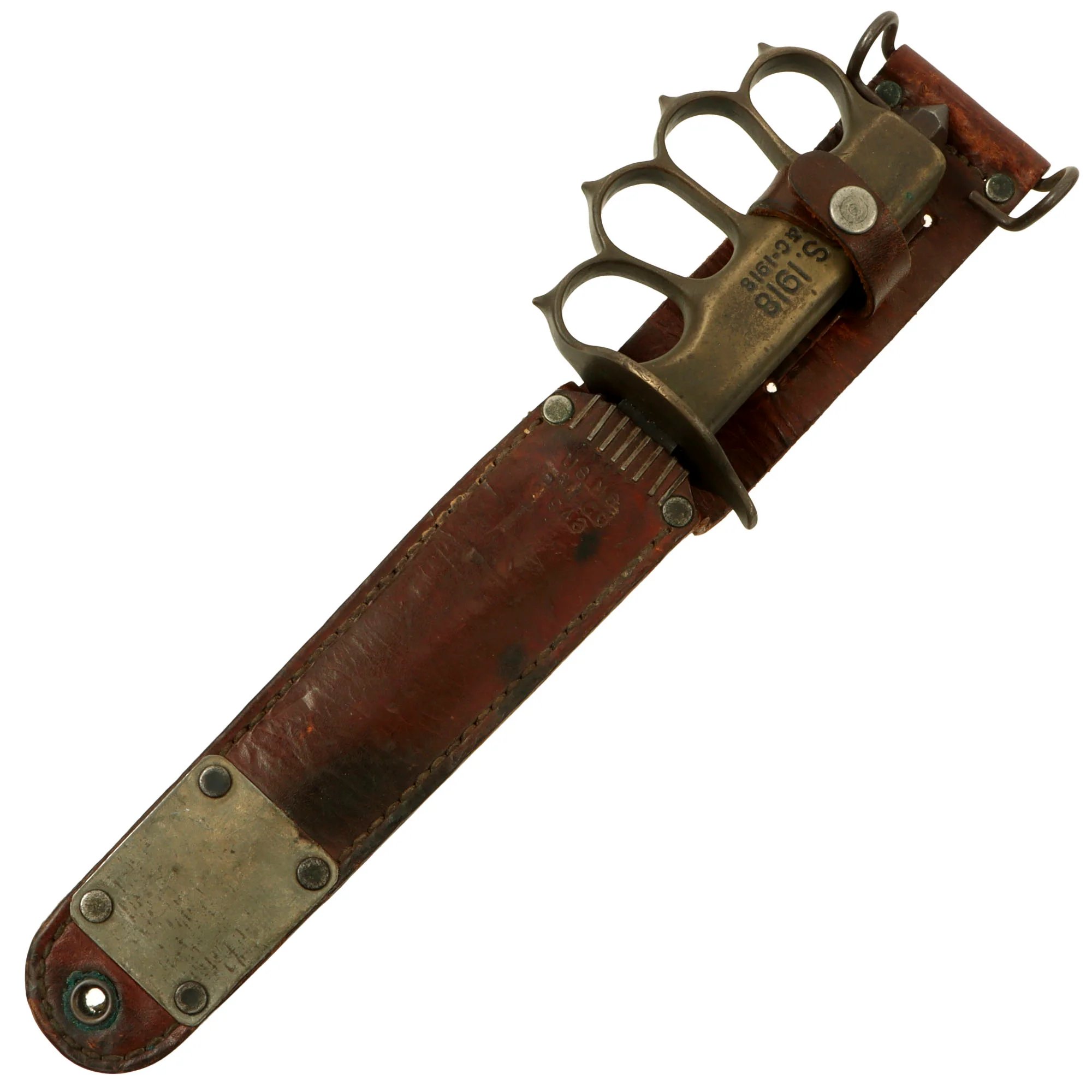 Original U.S. WWI/WWII Model 1918 Mark 1 Trench Knife by L. F. & C. in 1943-Dated M6 Sheath — image 4