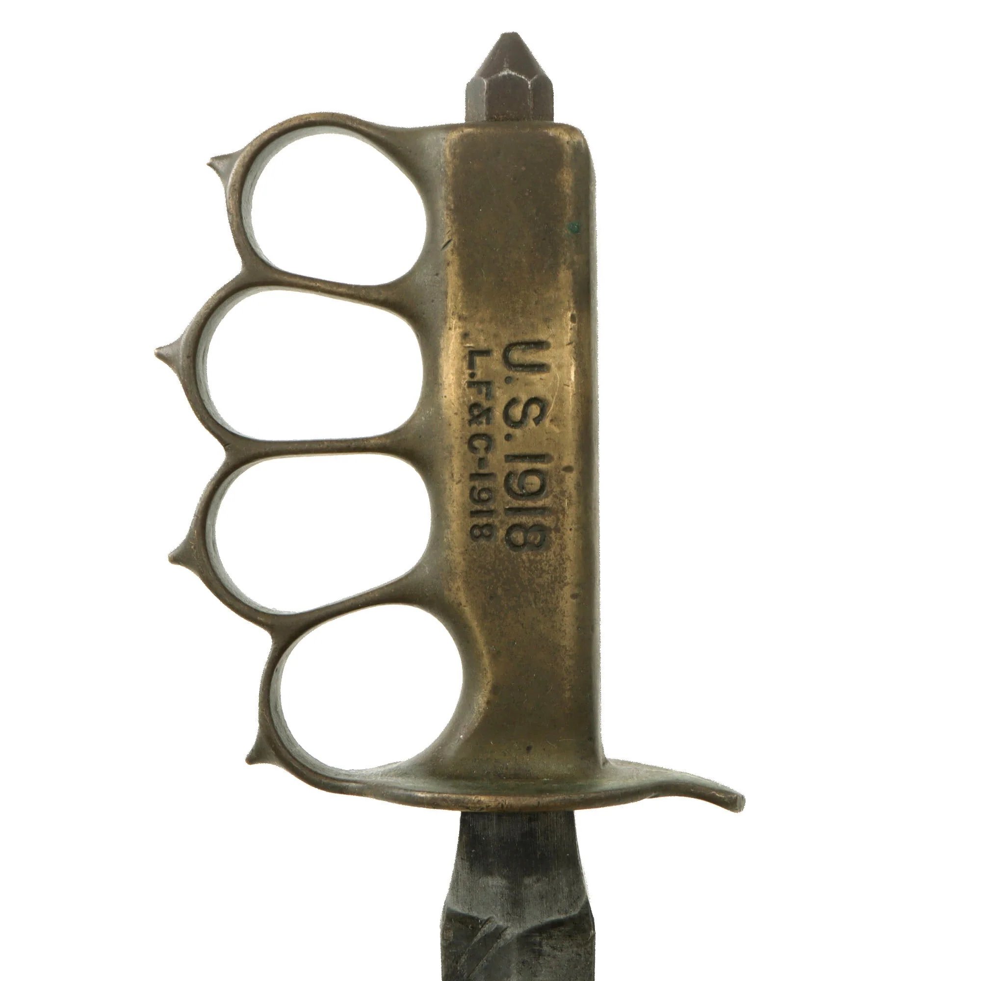 Original U.S. WWI/WWII Model 1918 Mark 1 Trench Knife by L. F. & C. in 1943-Dated M6 Sheath — image 7