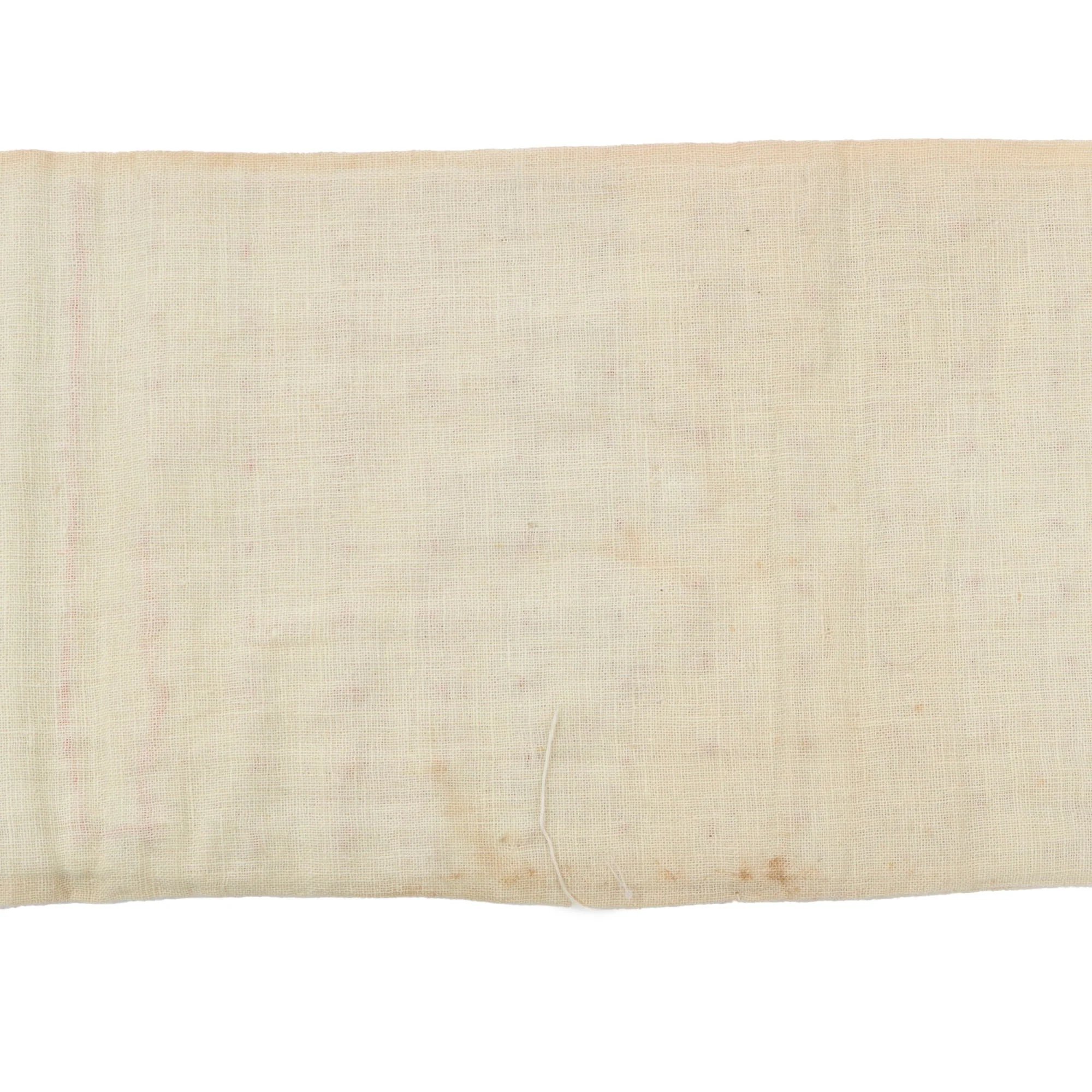 Original Japanese WWII Senninbari 1000 Stitch Belt with Stitched Coin & 'Hidden' Construction - 46 ½ x 6' — image 13