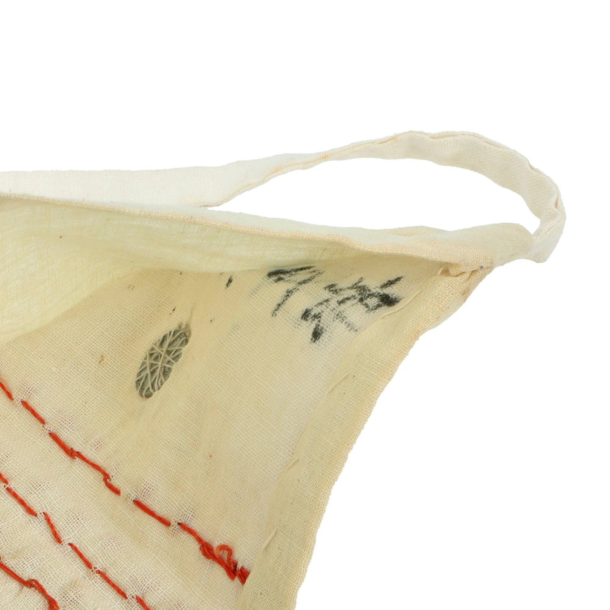 Original Japanese WWII Senninbari 1000 Stitch Belt with Stitched Coin & 'Hidden' Construction - 46 ½ x 6' — image 4